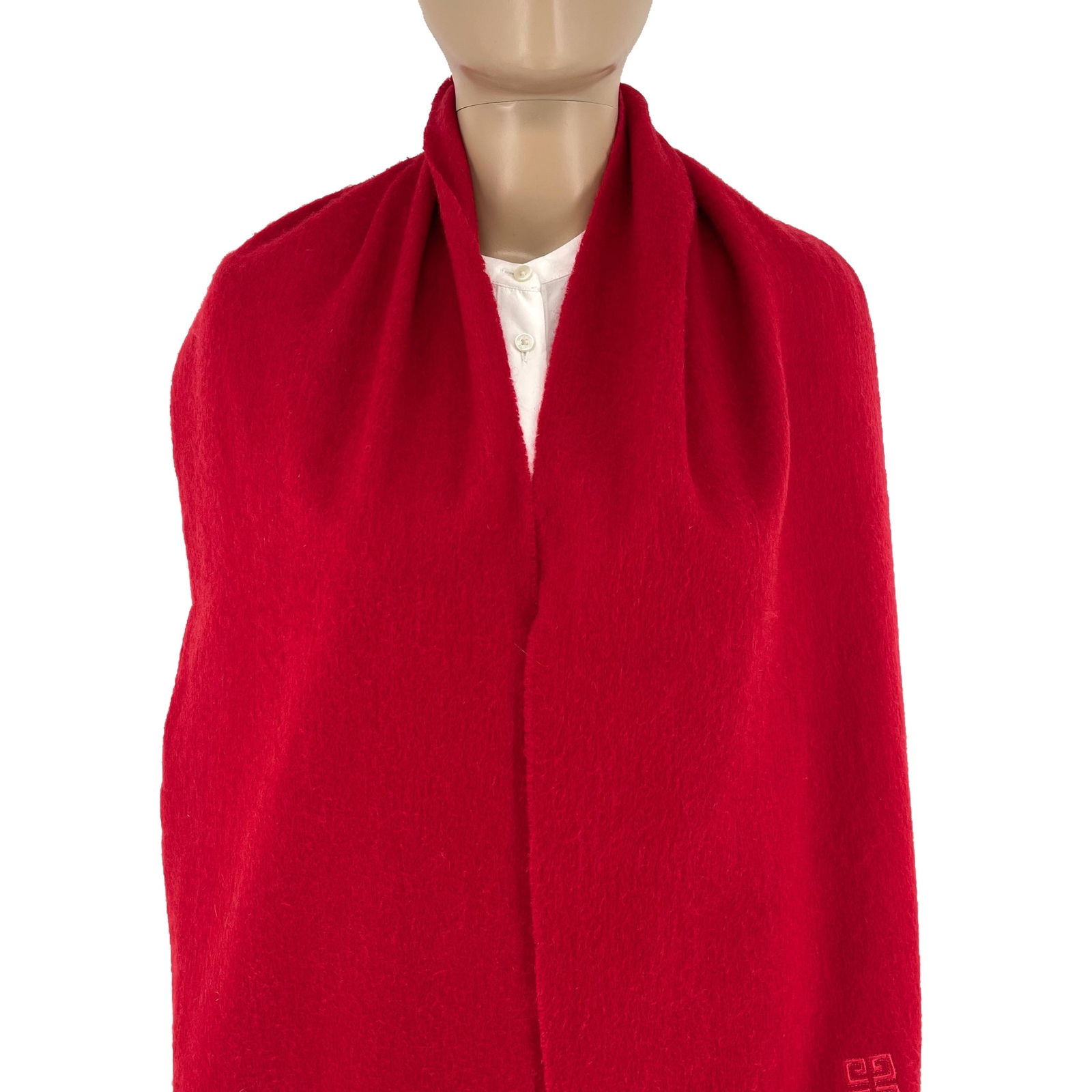 Givenchy Red Solid 100% Wool Scarf - 2