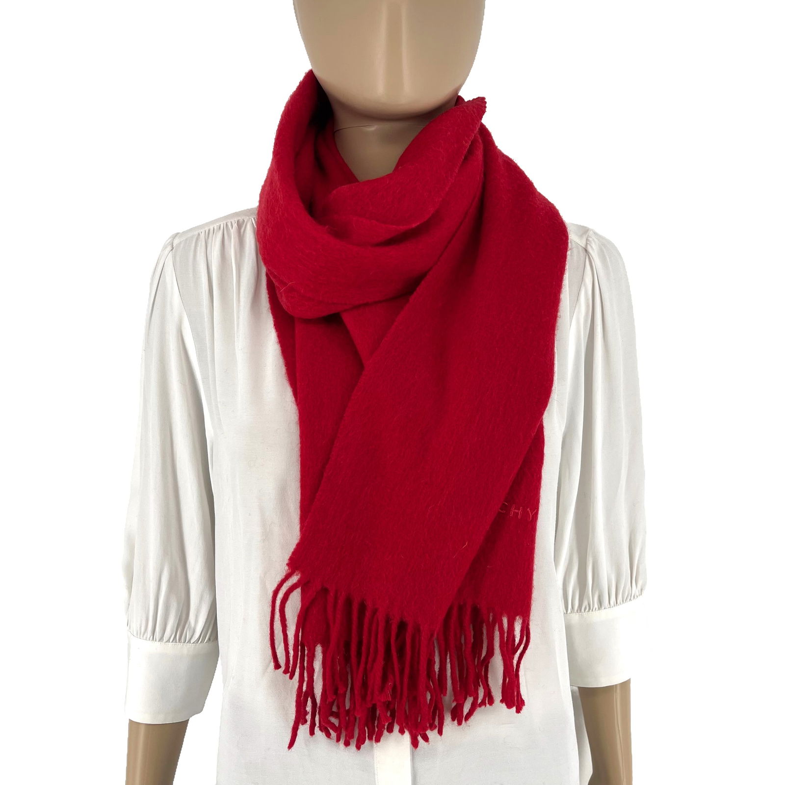 Givenchy Red Solid 100% Wool Scarf - 4