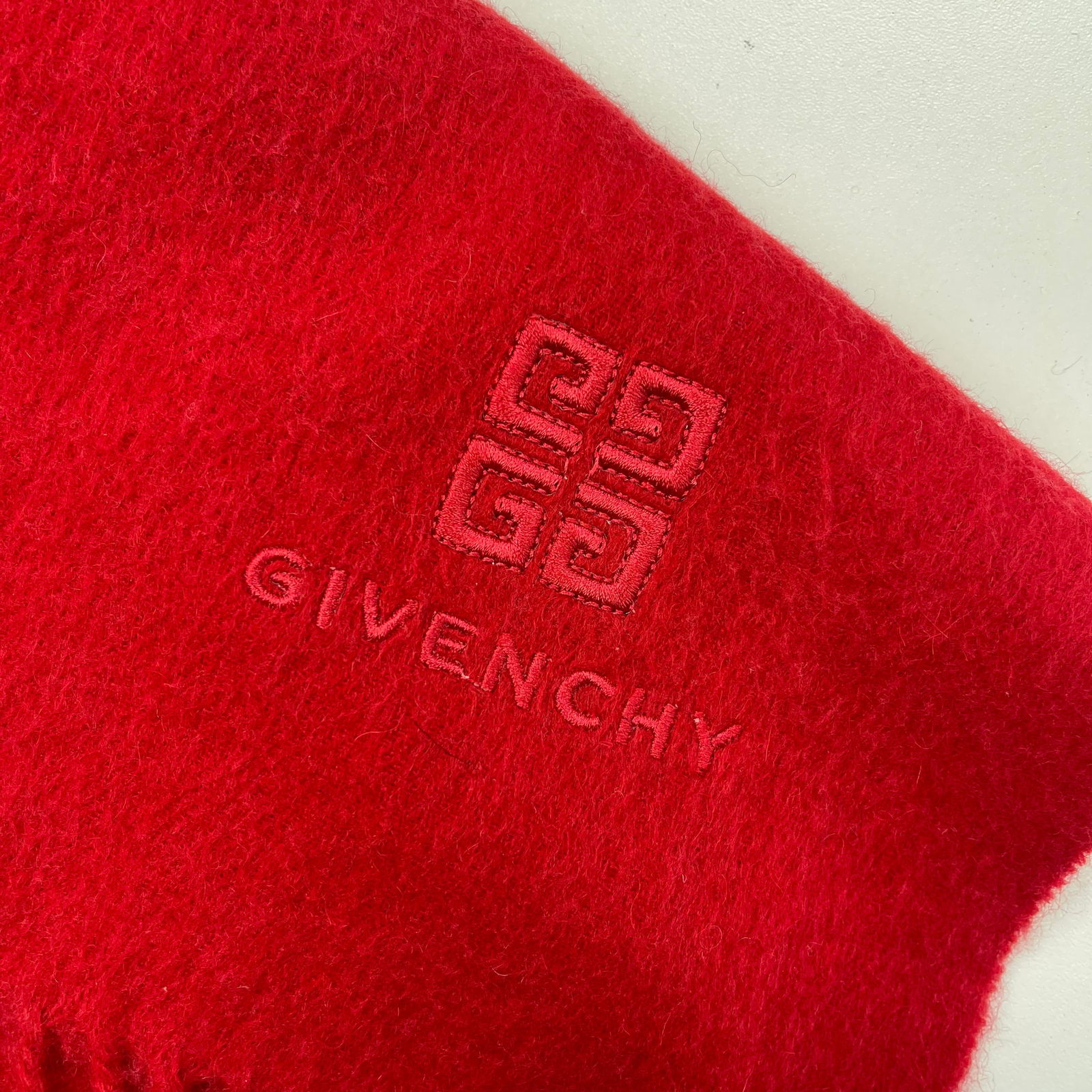 Givenchy Red Solid 100% Wool Scarf - 5