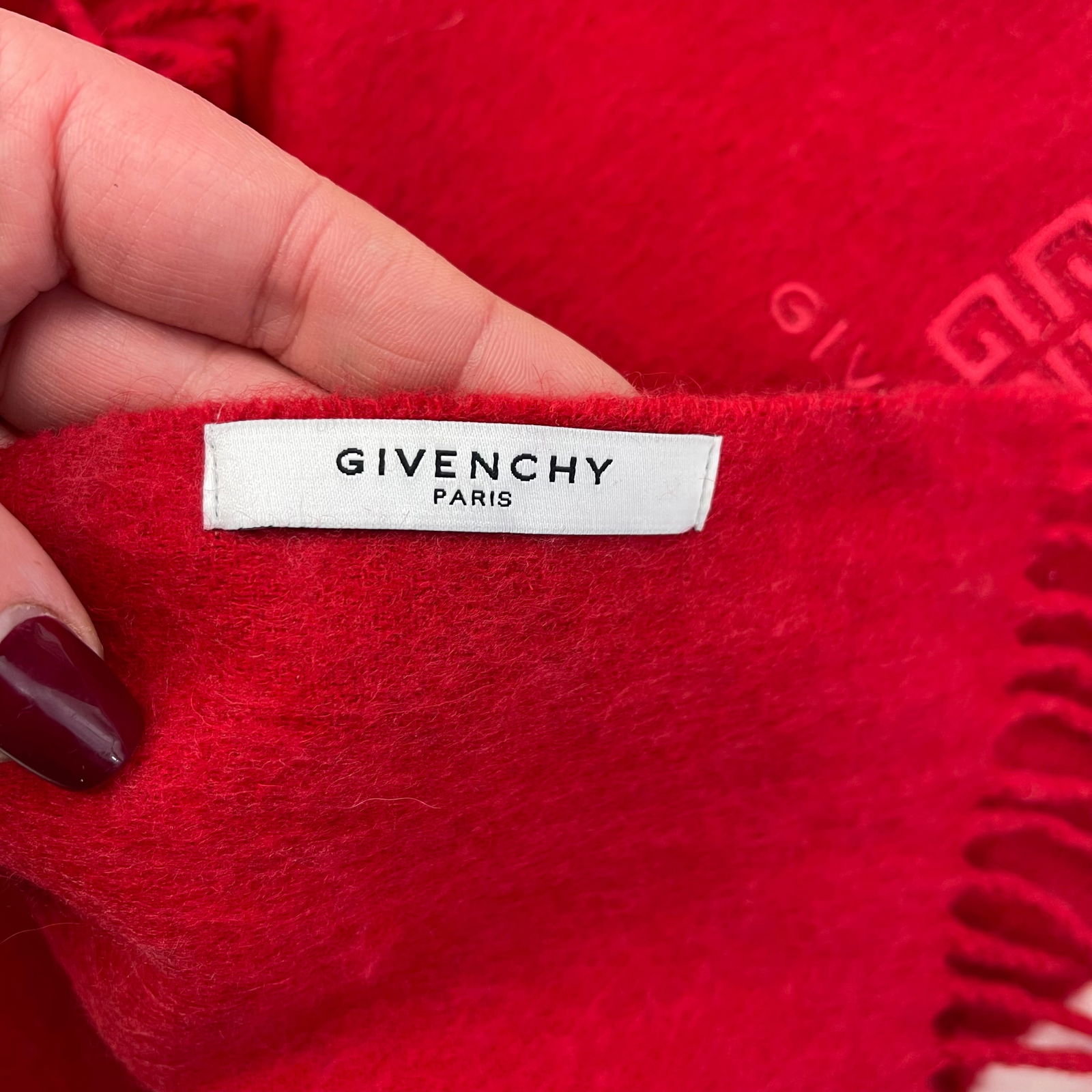 Givenchy Red Solid 100% Wool Scarf - 6