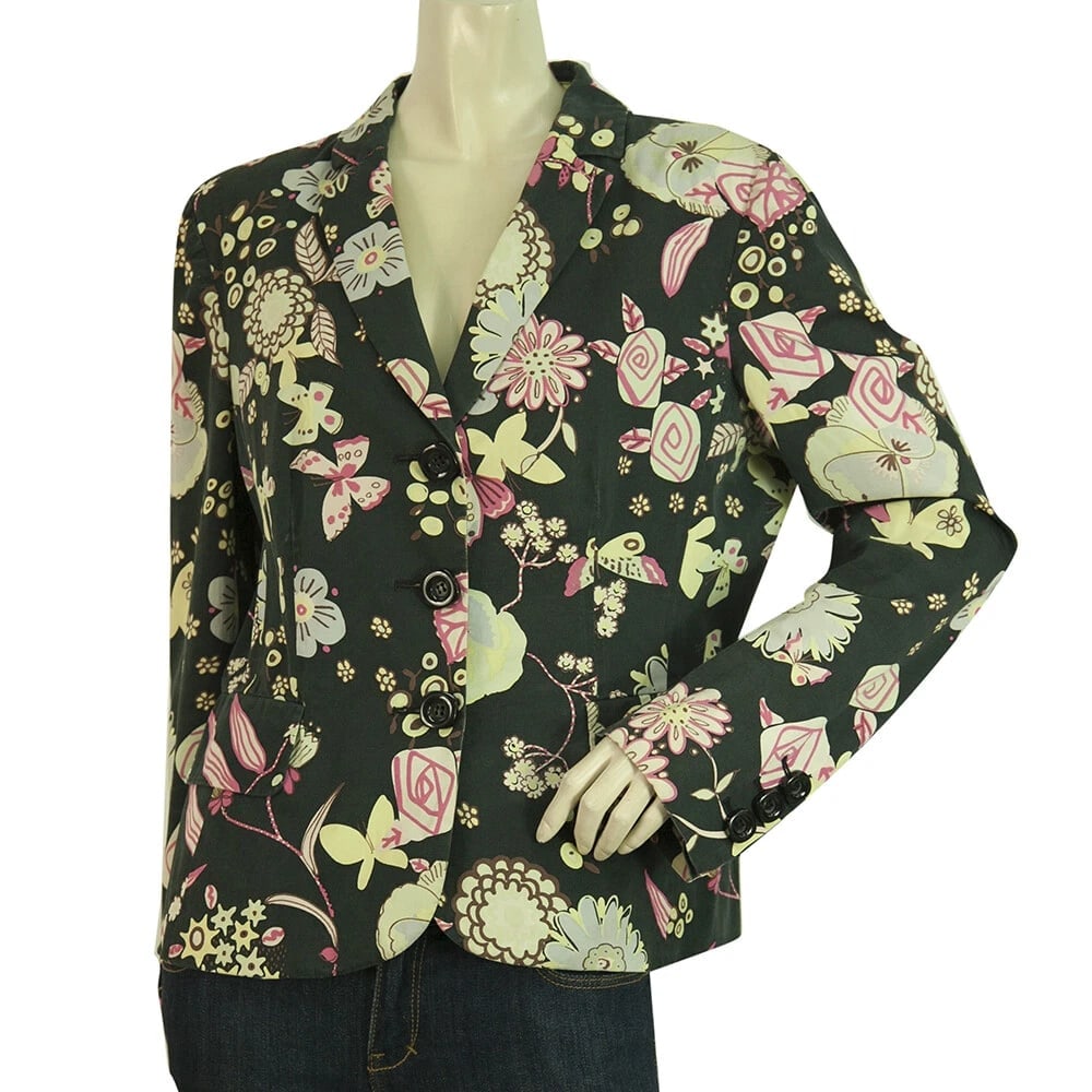 Moschino Cheap & Chic Multicolored Floral Three Button Blazer Cotton Jacket 46 (1 of 6)