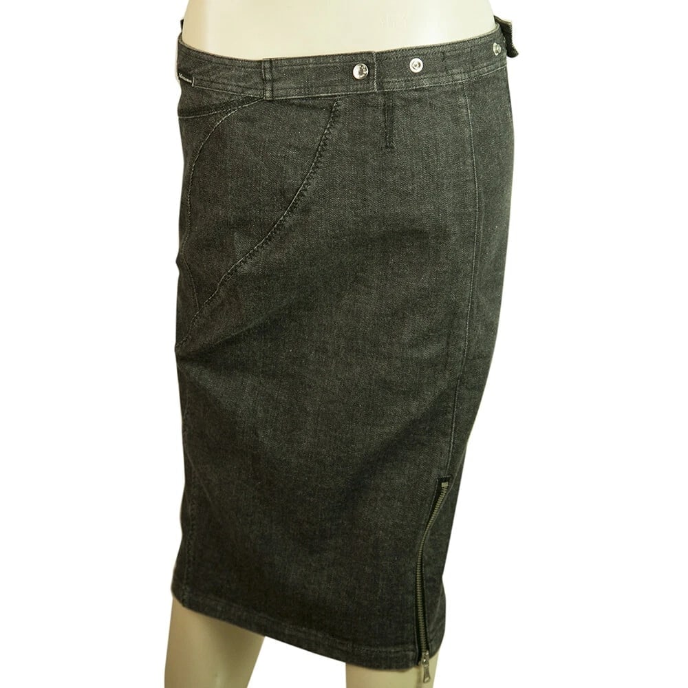 Dolce & Gabbana D&G Gray Black Denim Below Knee Skirt Jeans Sz 42 / 28 - 2