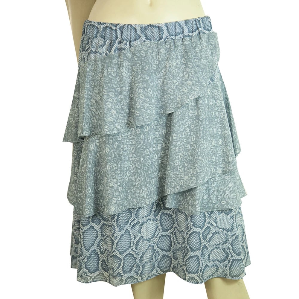 Michael Michael Kors Blue Ruffled Snake Pattern Midi Knee Length Skirt Size S (1 of 6)