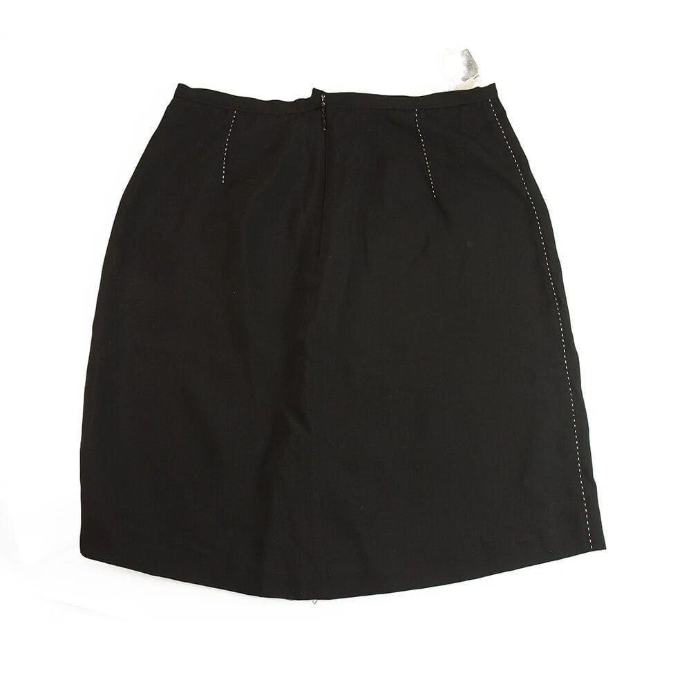 Iceberg Black w. White Stitching Wool Blend Mini Skirt size 44 - 2