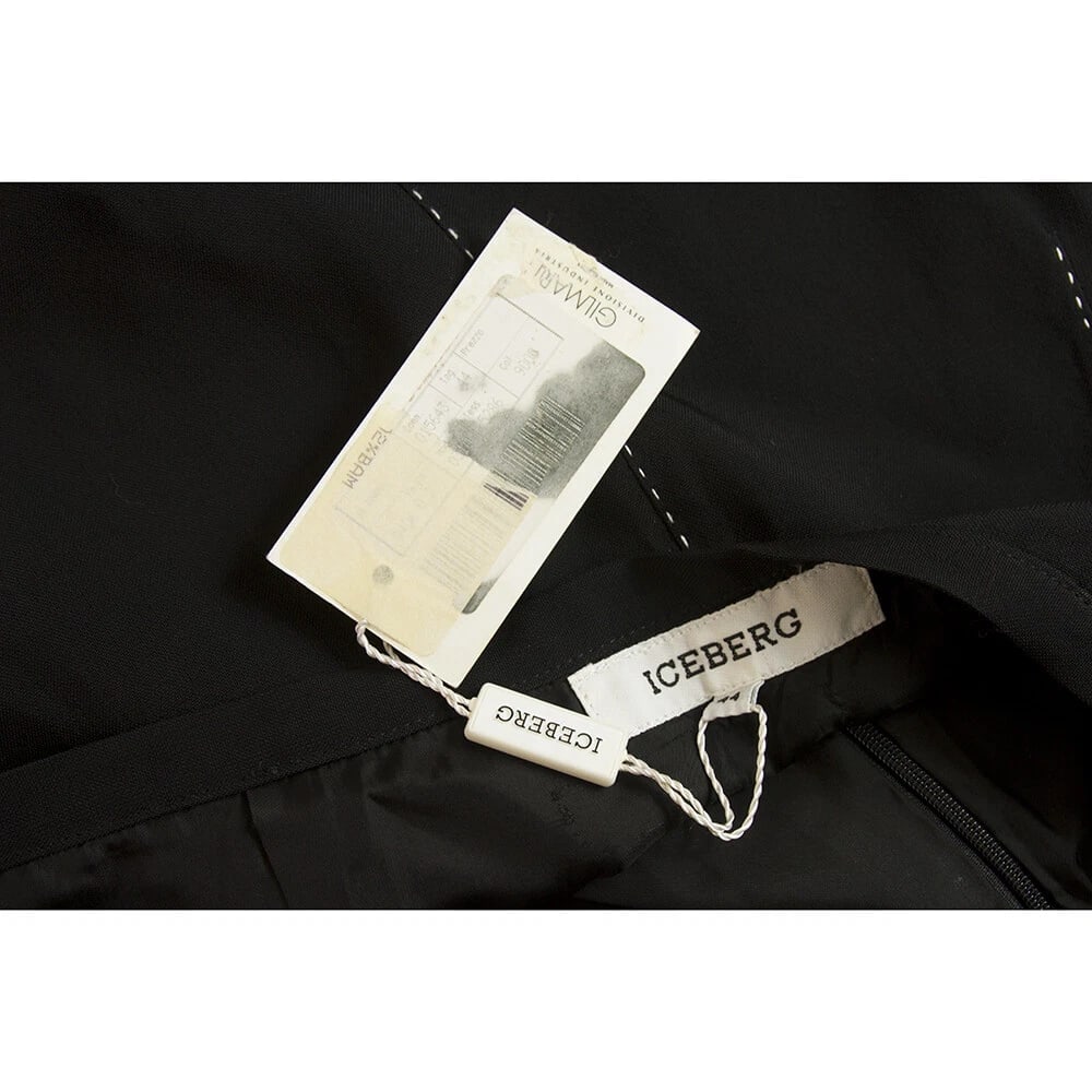 Iceberg Black w. White Stitching Wool Blend Mini Skirt size 44 - 3