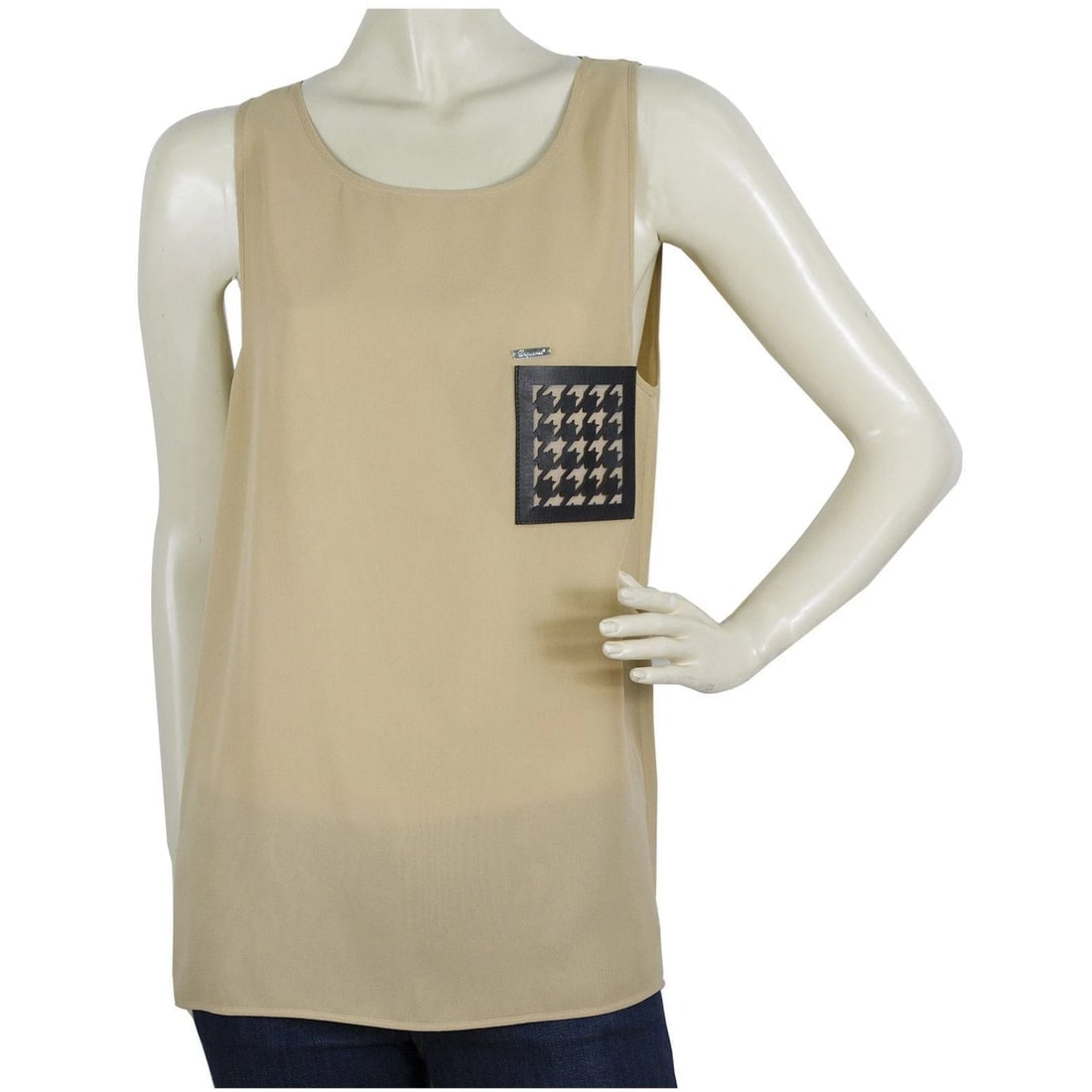 DSquared 2 D2 Beige Silk Black Leather Pied de Poole Sleeveless Tank Top sz 42: Title:DSquared 2 D2 Beige Silk Black Leather Pied de Poole Sleeveless Tank Top sz 42 Description:DSquared 2 D2 Beige Silk Black Leather Pied de Poole Sleeveless Tank Top sz 42 DSquared 2 D2 Beige Silk