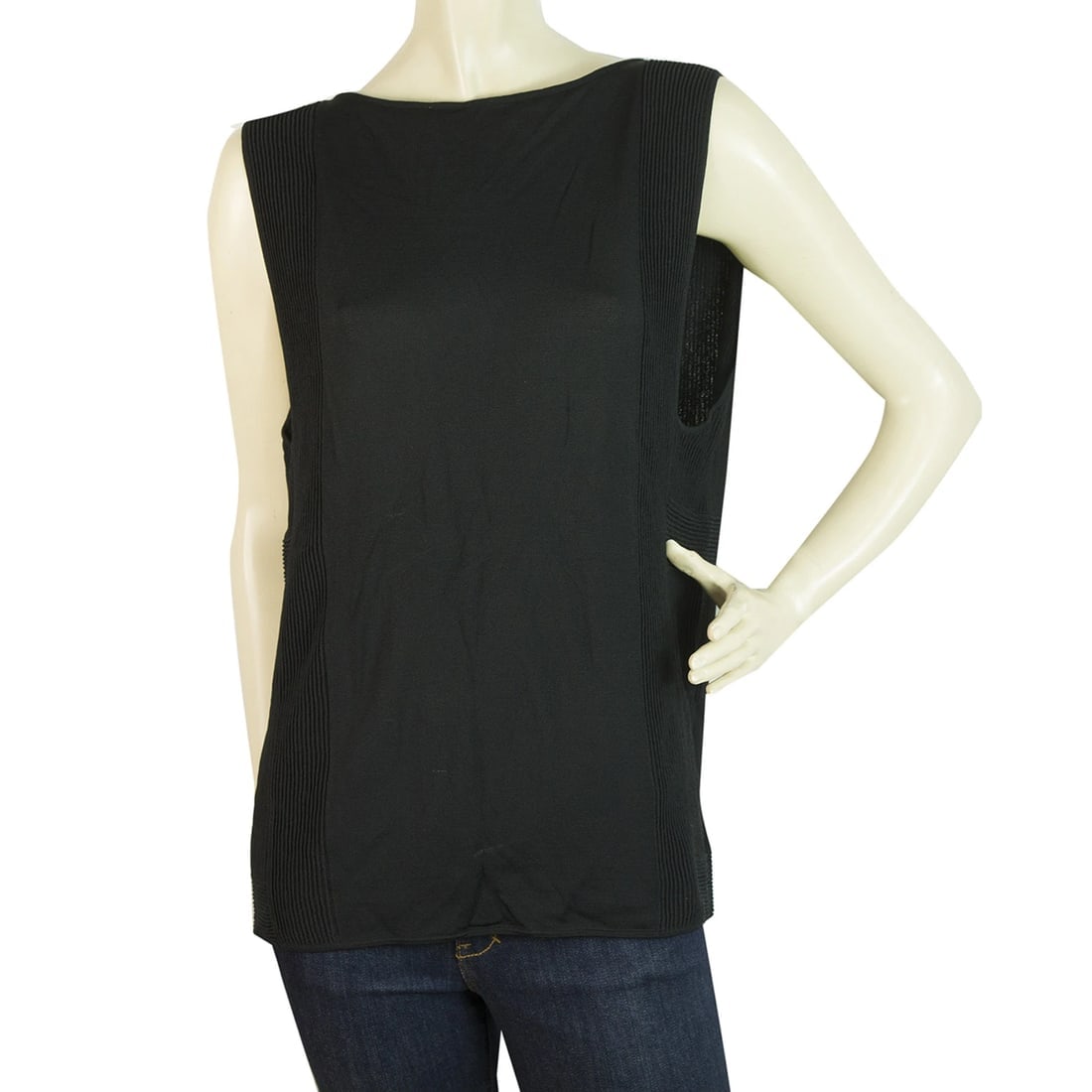 Surface to air Black Viscose Tank Sleeveless Top Blouse size 36 (1 of 6)