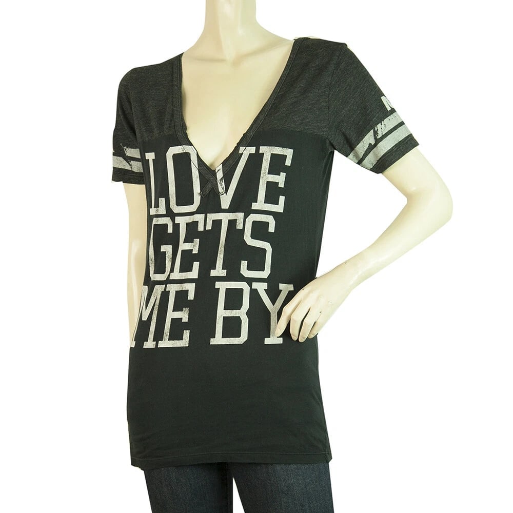 Rebel Yell Dark Gray Womans Love gets me by T- Shirt Top - Size M (1 of 6)
