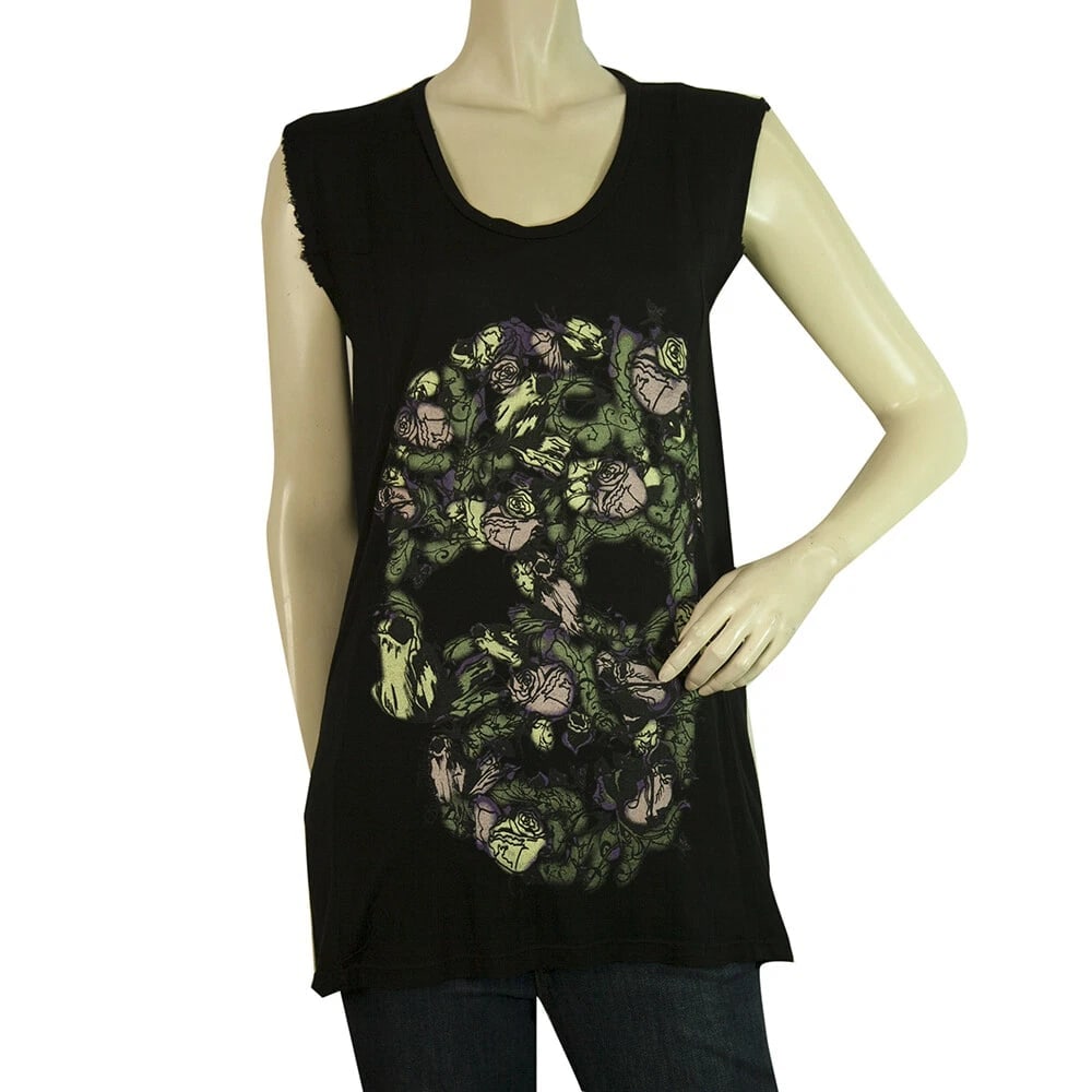 Lauren Moshi Black Large Skull Womans Sleeveless Tank T- Shirt Top - Size S: Title:Lauren Moshi Black Large Skull Womans Sleeveless Tank T- Shirt Top - Size S Description:Lauren Moshi Black Large Skull Womans Sleeveless Tank T- Shirt Top - Size S For every day comfort without