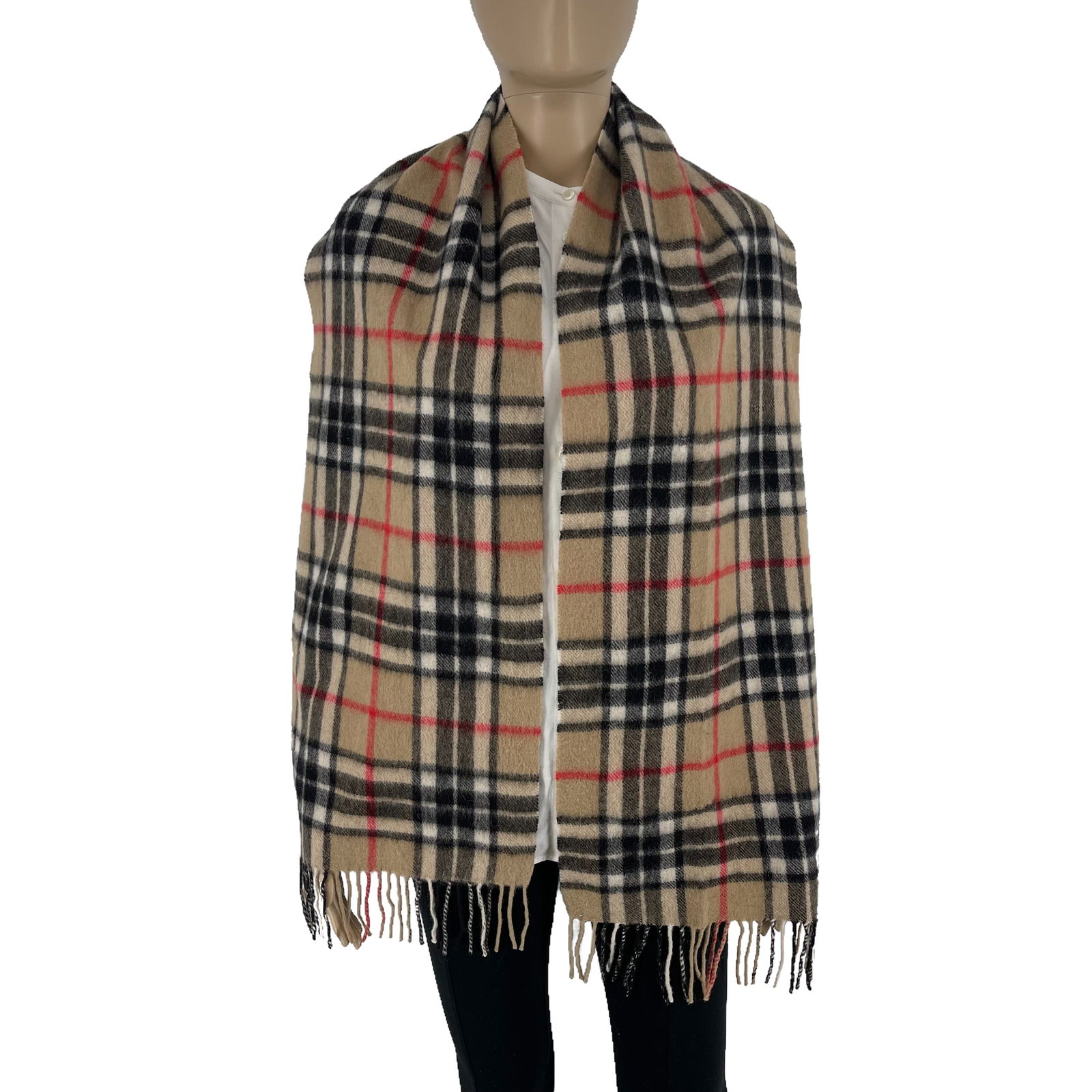 Burberry Light Brown Plaid 100% Wool Scarf (1 of 11)