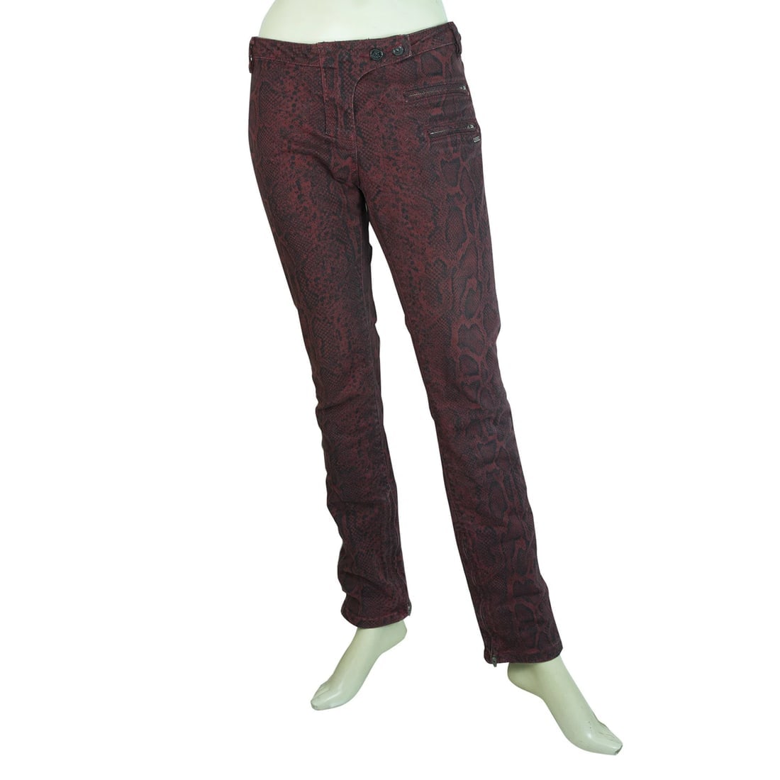 Maison Scotch Burgundy Red Snake Animal print Zipper Cuffs Trousers Pants 29 (1 of 5)