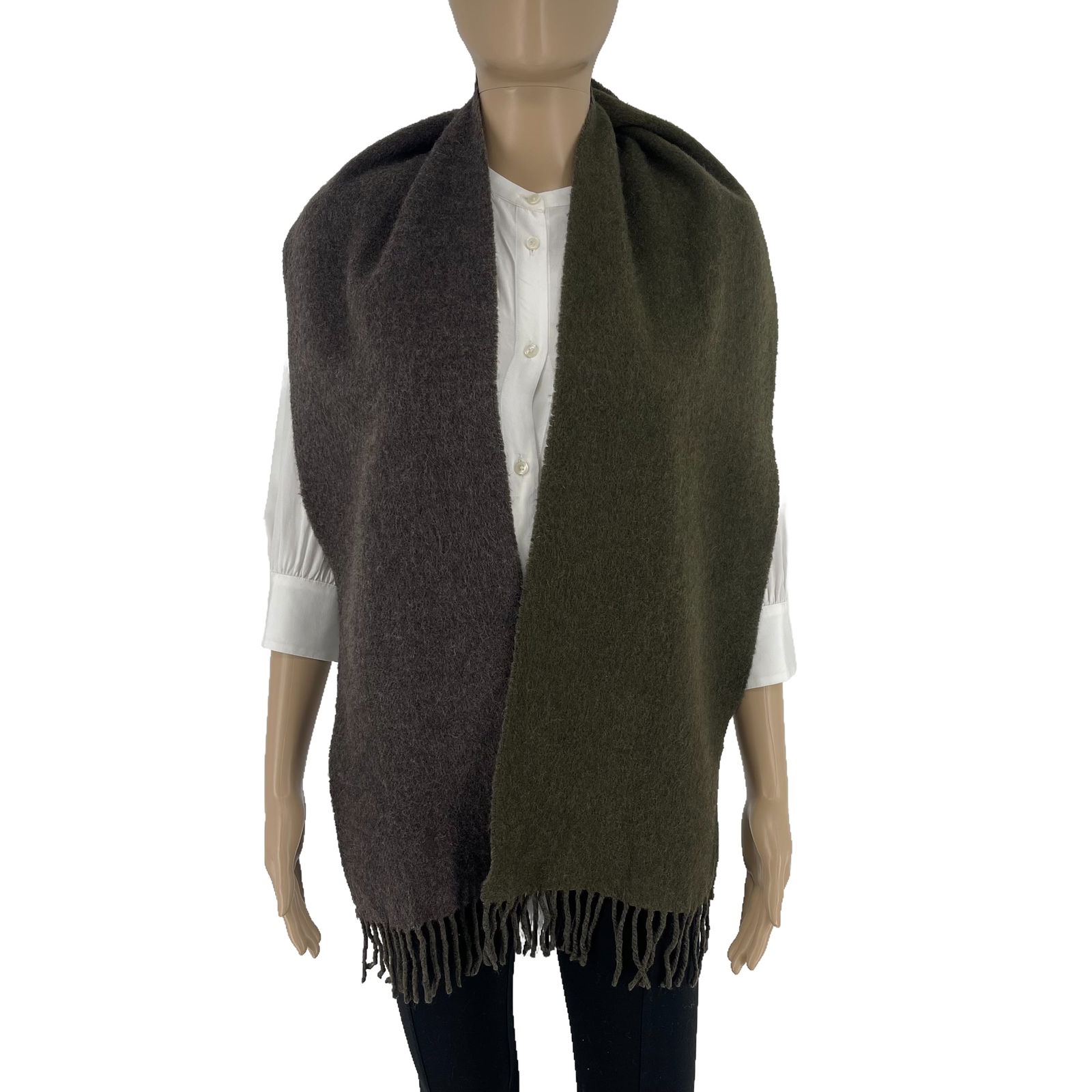 Polo Ralph Lauren Grey & Green Wool Blend Scarf (1 of 10)