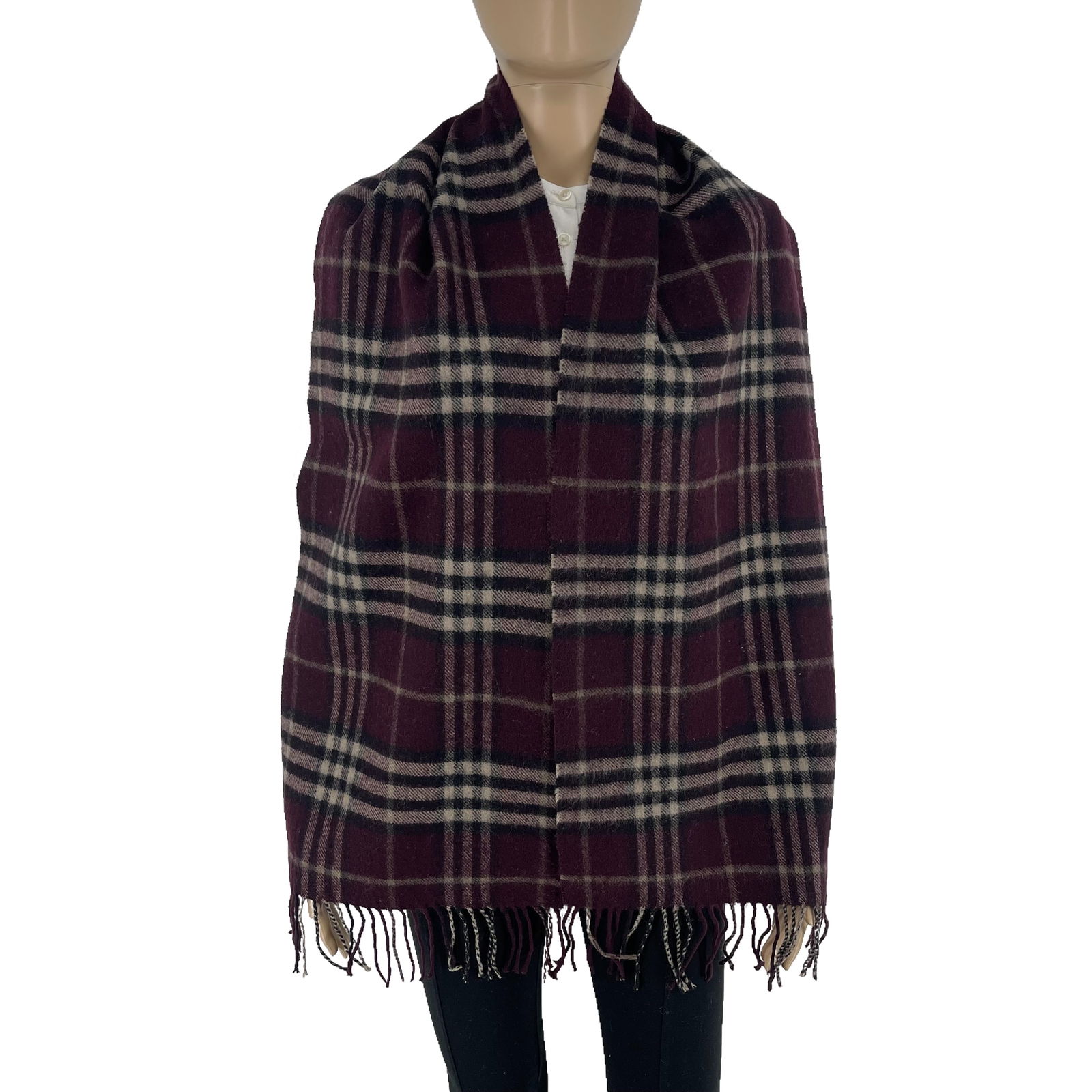 Burberry Dark Purple Plaid 100% Wool Scarf (1 of 9)