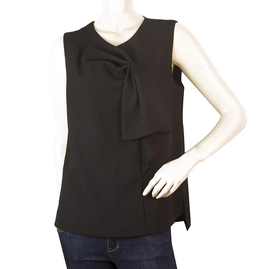 Ted Baker Black Half Bow Sleeveless Back Zipper Polyester Top - Size 2 (1 of 6)