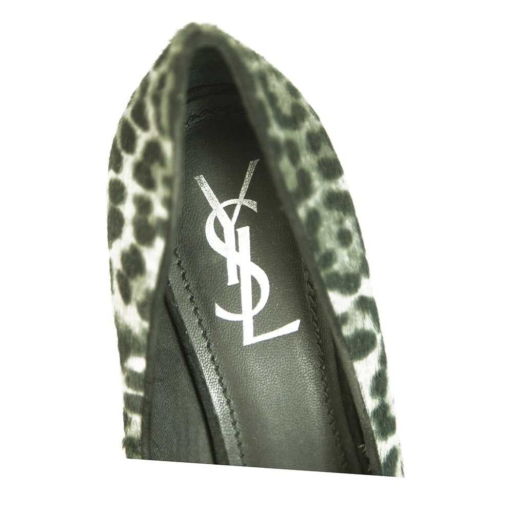 Yves Saint Laurent Gray Leopard Calf Hair Tribute Tribtoo Heels Pumps 40 Shoes - 7