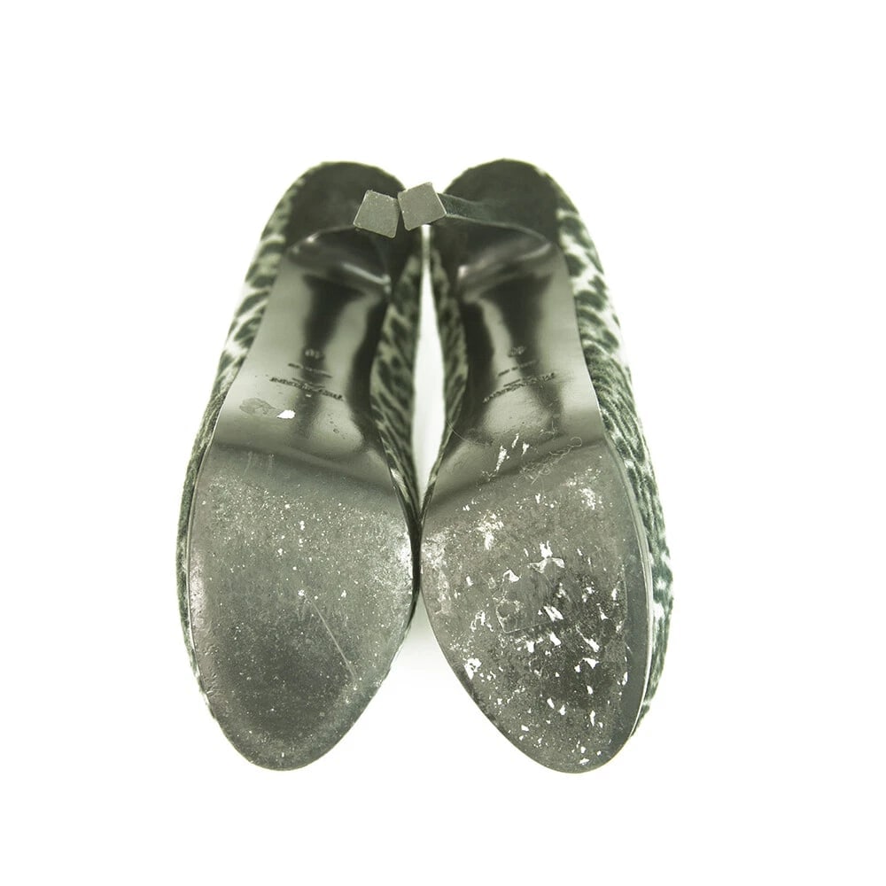 Yves Saint Laurent Gray Leopard Calf Hair Tribute Tribtoo Heels Pumps 40 Shoes - 8