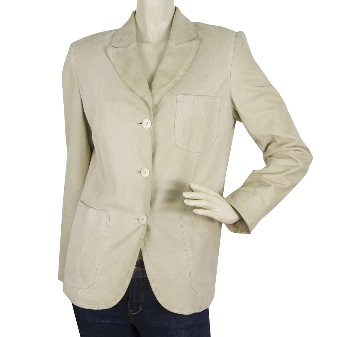 Miu Miu Beige Suede Leather Classic Three Buttons Jacket size 42 (1 of 7)