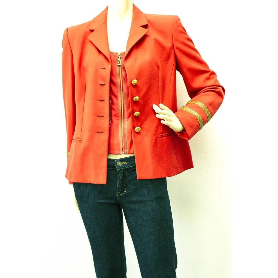 Vintage Escada Blazer and Bustier Set in Bright Orange almost Red - SZ36 / 34 - 2