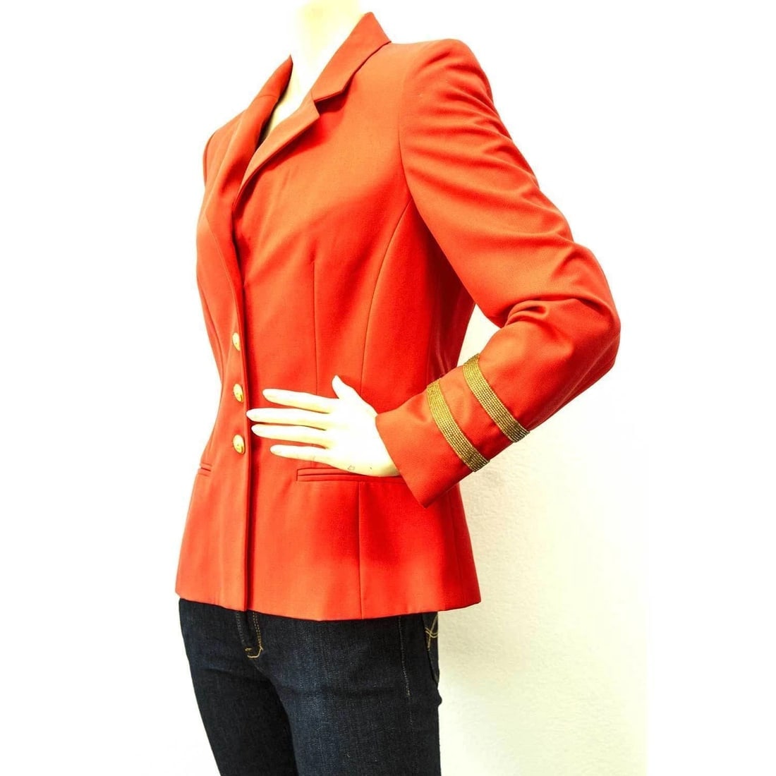 Vintage Escada Blazer and Bustier Set in Bright Orange almost Red - SZ36 / 34 - 6