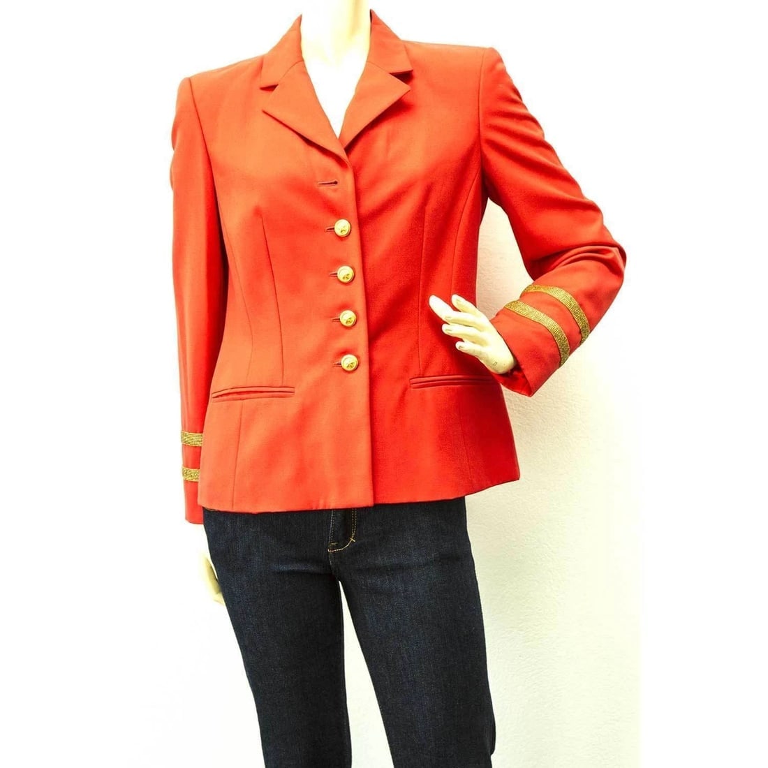 Vintage Escada Blazer and Bustier Set in Bright Orange almost Red - SZ36 / 34 - 7