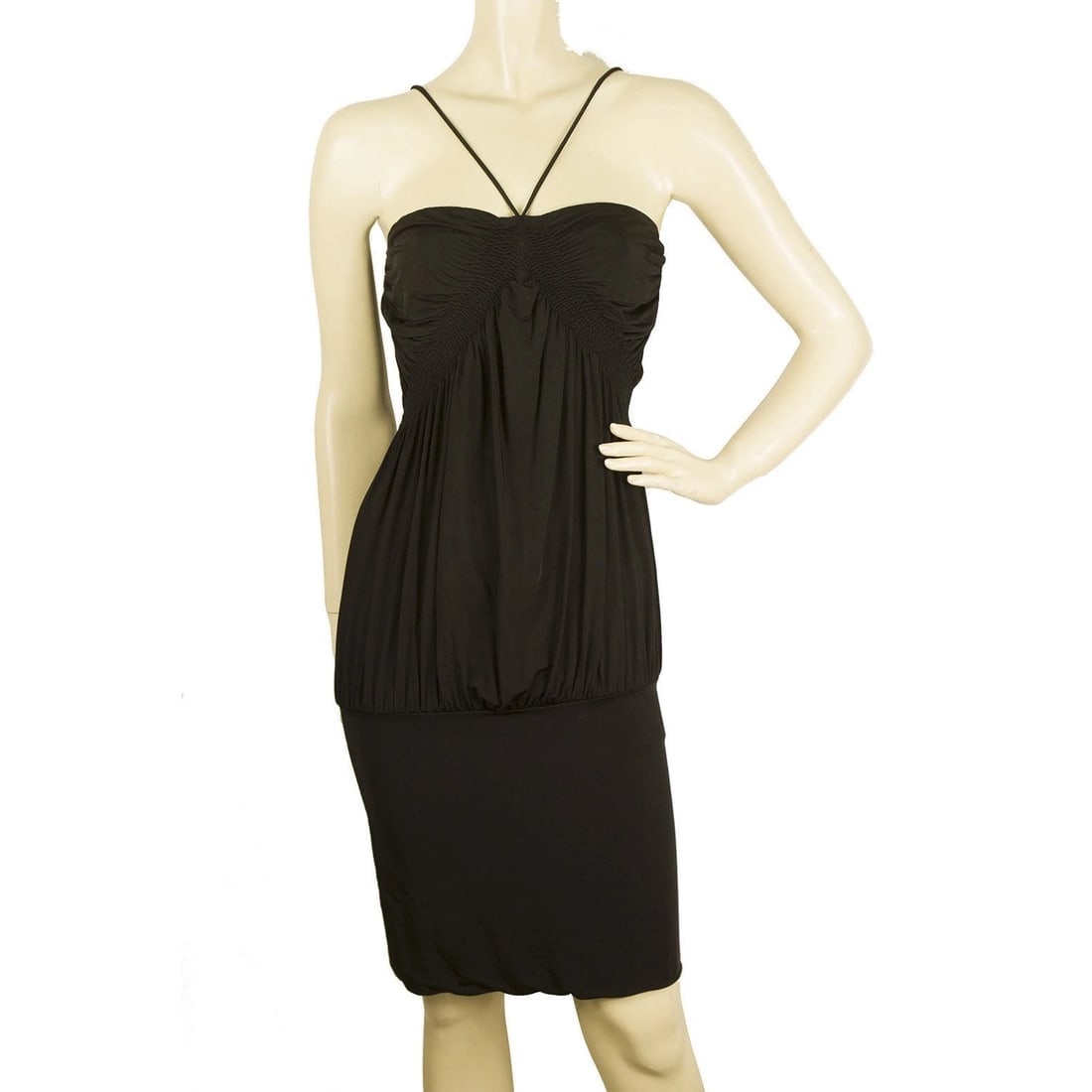 Patricia Pepe Black V Straps Blouson Style Draped Sleeveless Mini Dress size S (1 of 4)