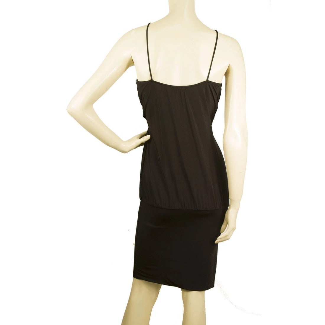 Patricia Pepe Black V Straps Blouson Style Draped Sleeveless Mini Dress size S - 2