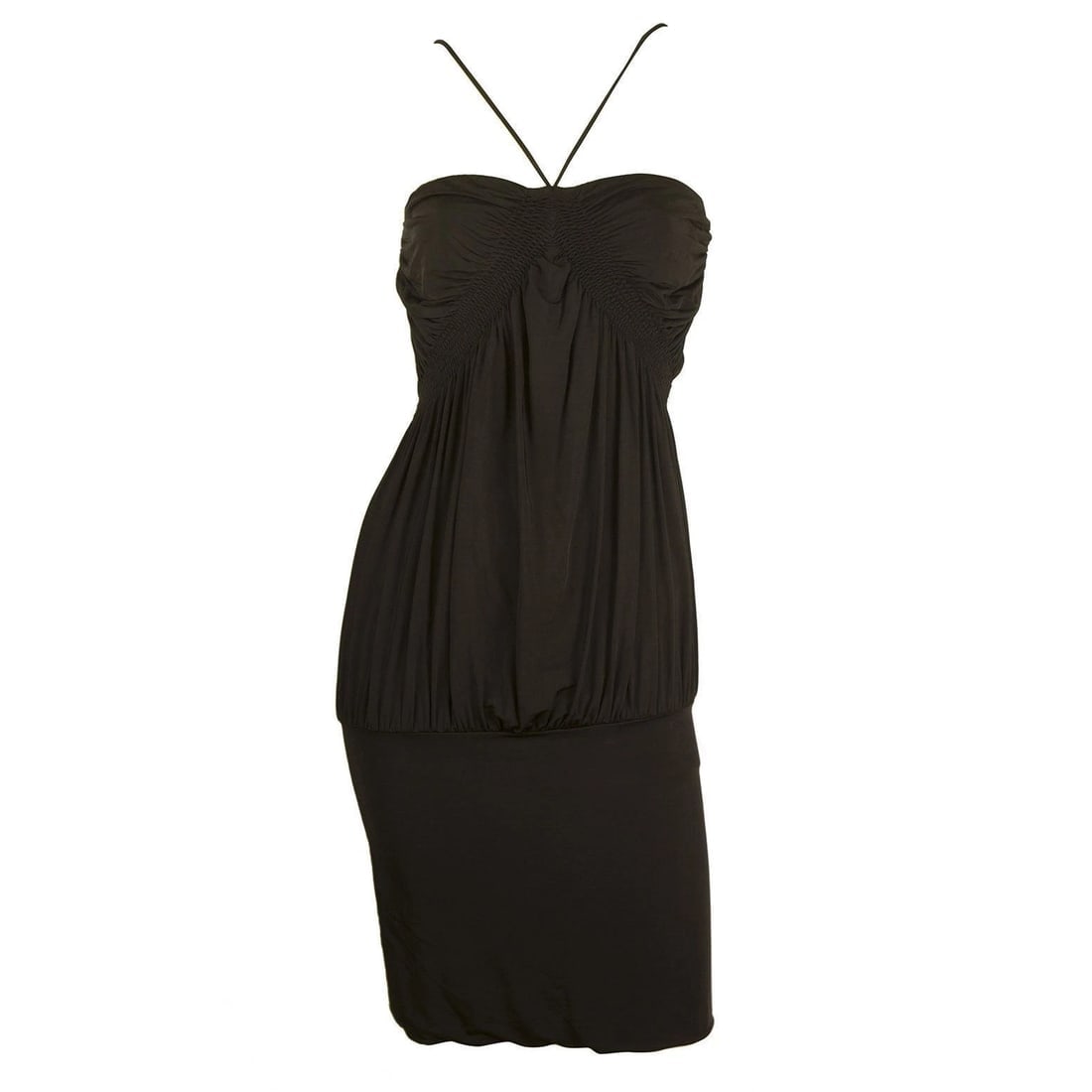 Patricia Pepe Black V Straps Blouson Style Draped Sleeveless Mini Dress size S - 4