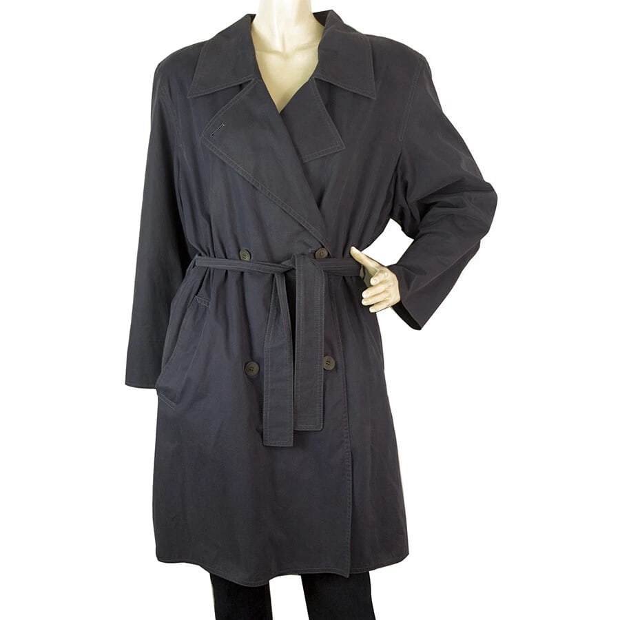 Marella Woman's Belted Blue Cotton Trench Double Brusted Jacket Coat sz US 6 (1 of 7)
