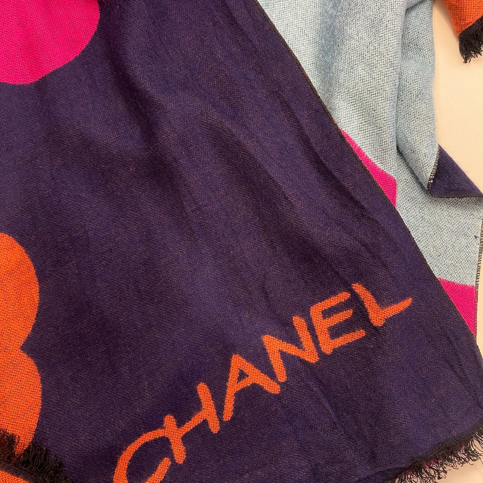 Chanel 50% Silk 50% Wool Multicolour Scarf Shawl - 5