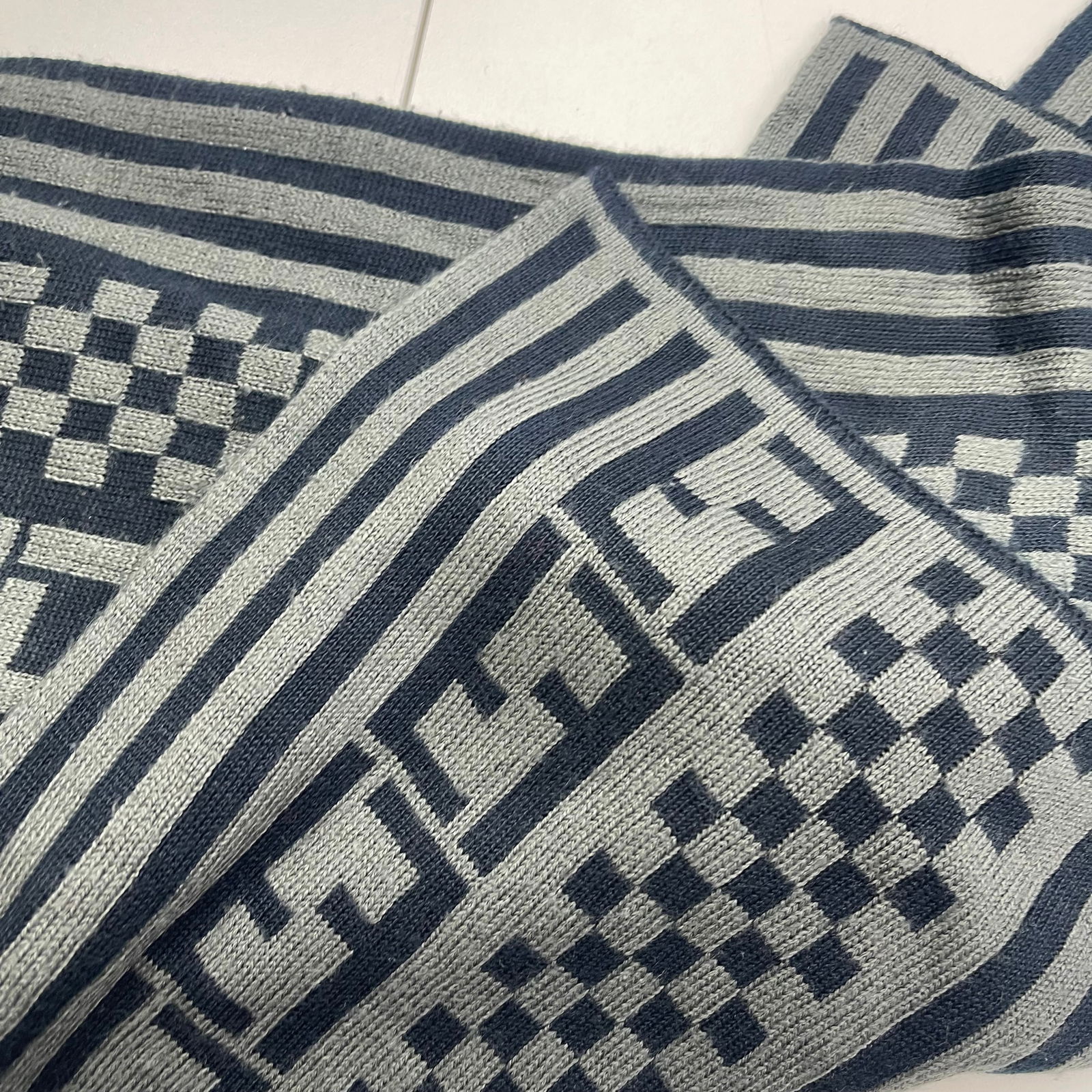 Fendi Dark Grey Printed 100% Wool Scarf - 5