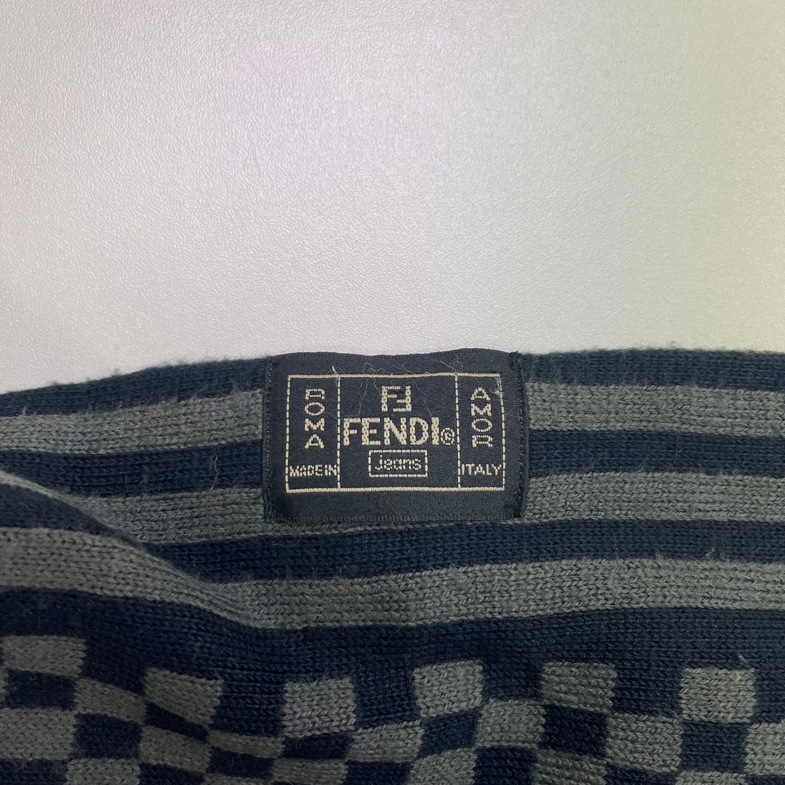 Fendi Dark Grey Printed 100% Wool Scarf - 6