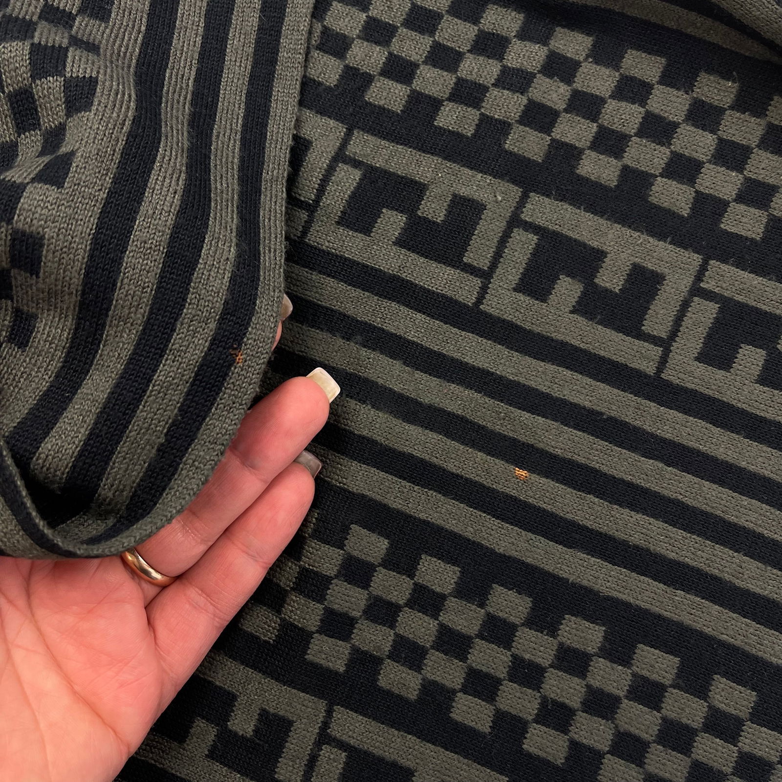 Fendi Dark Grey Printed 100% Wool Scarf - 7