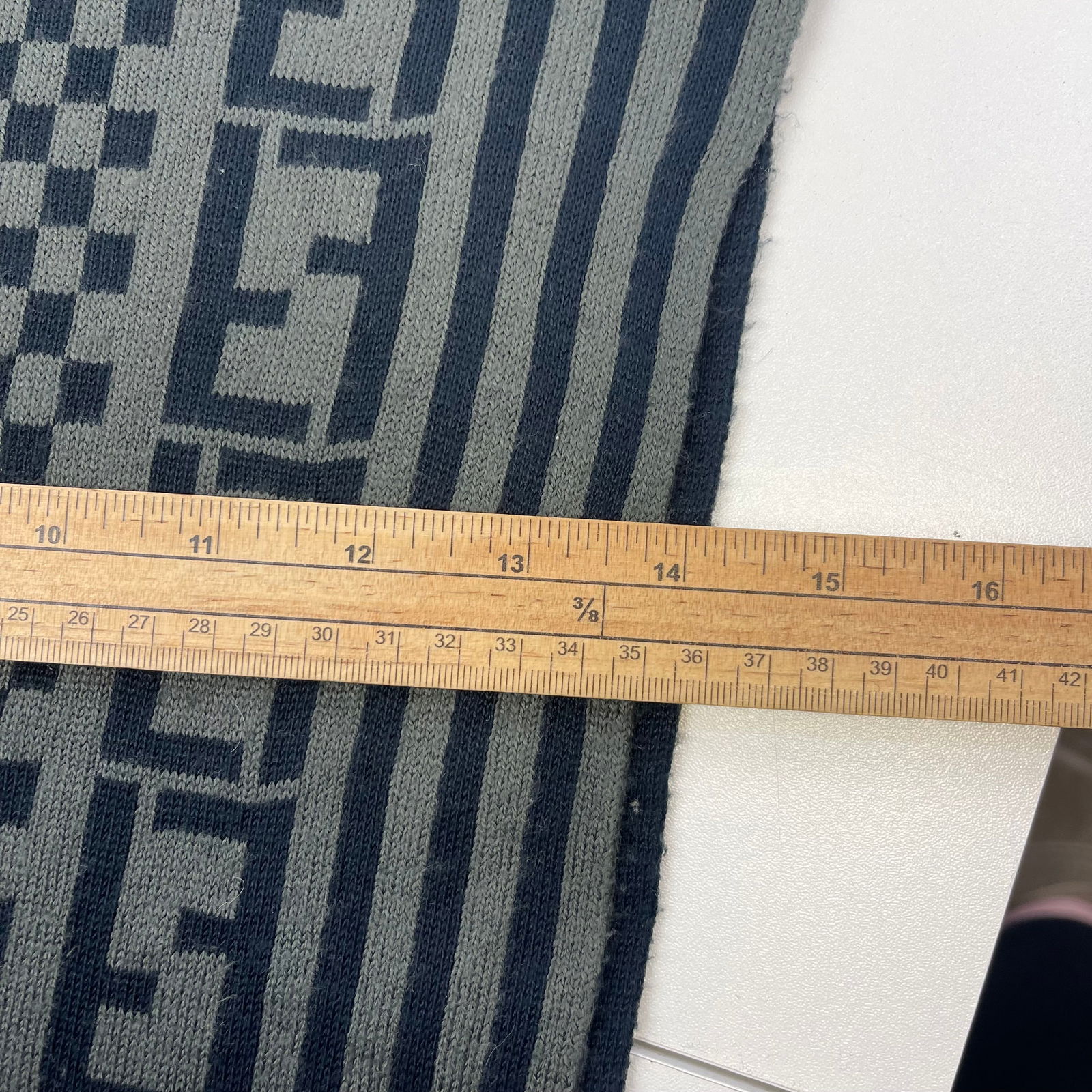 Fendi Dark Grey Printed 100% Wool Scarf - 8