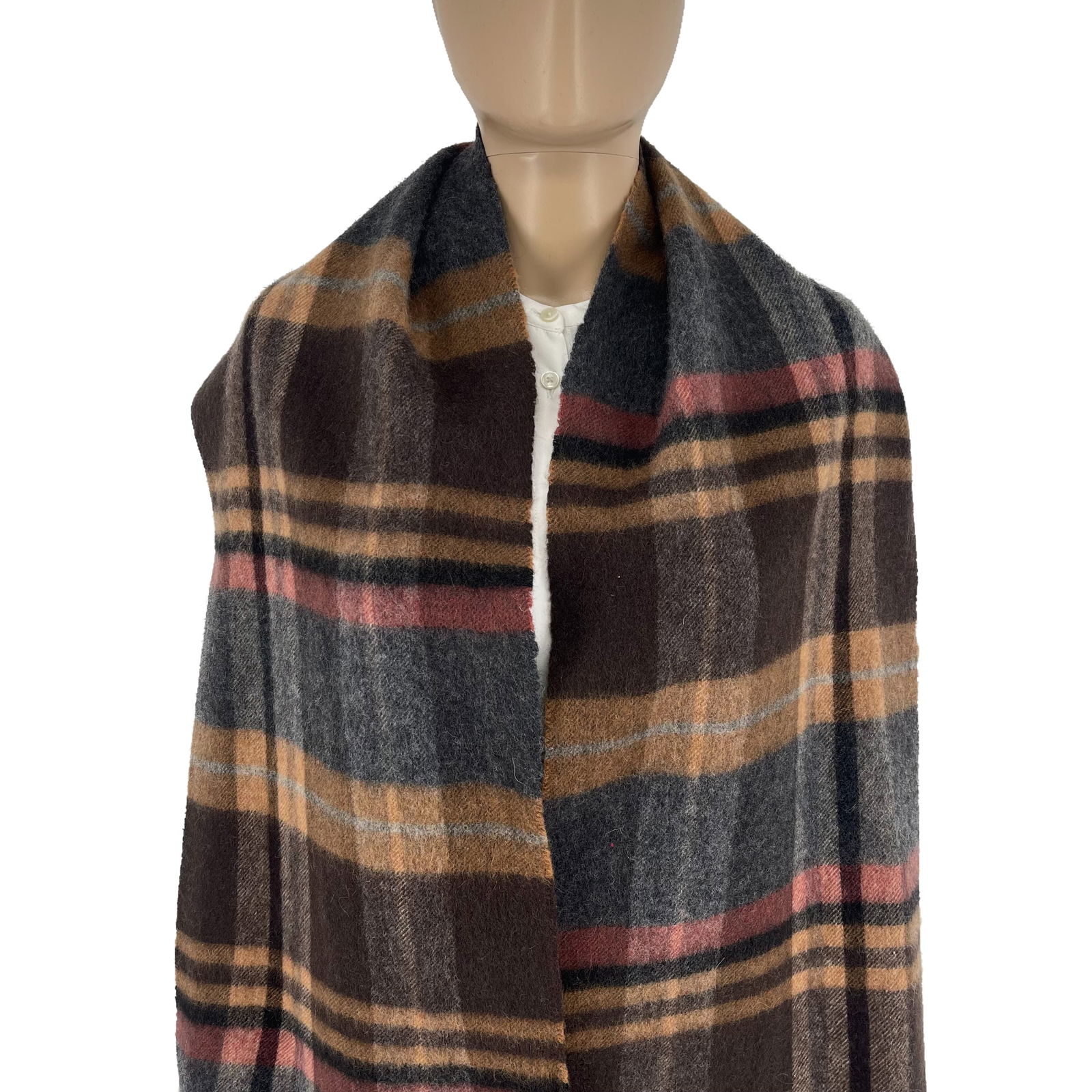 Barbour Brown Plaid 100% Wool Scarf - 2
