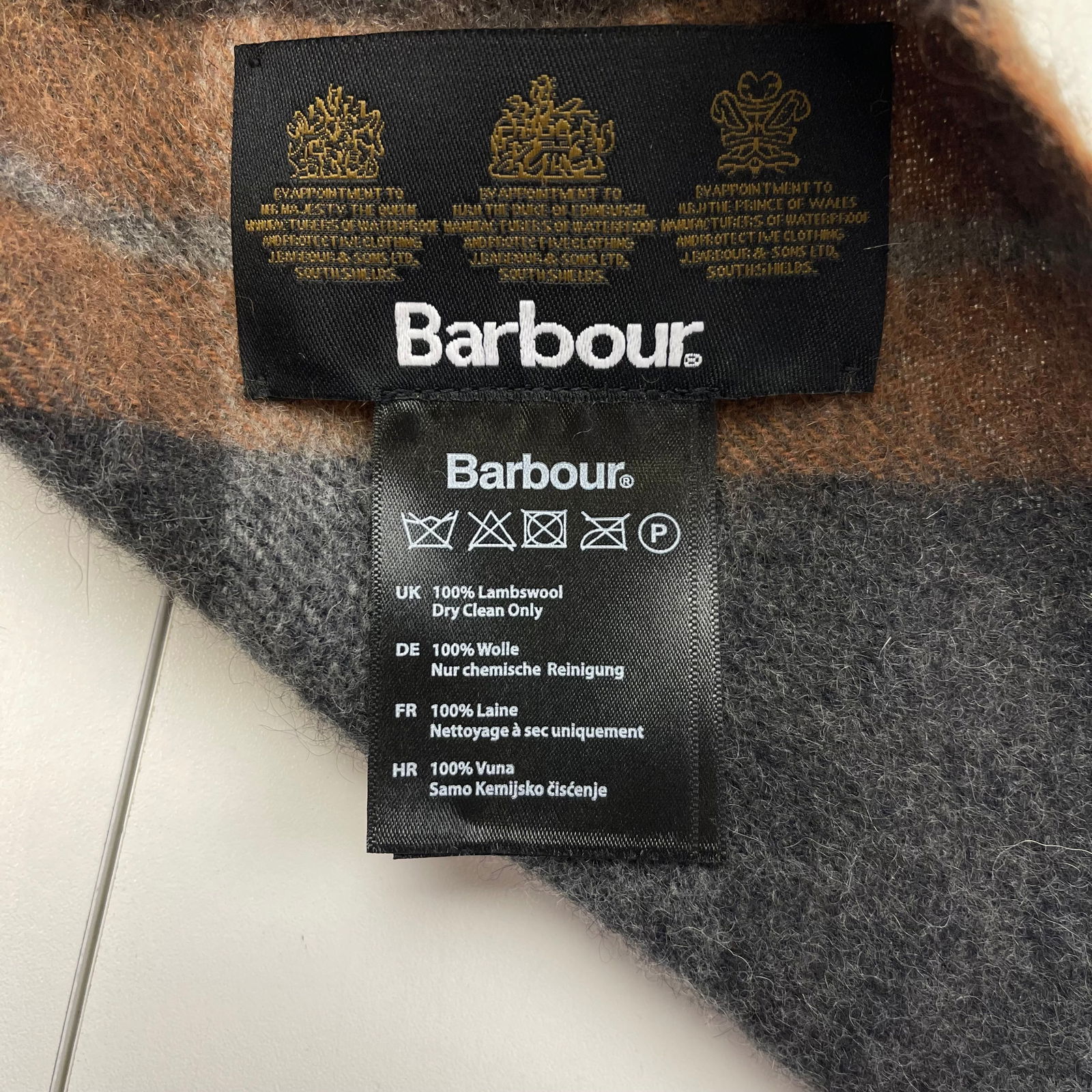 Barbour Brown Plaid 100% Wool Scarf - 7