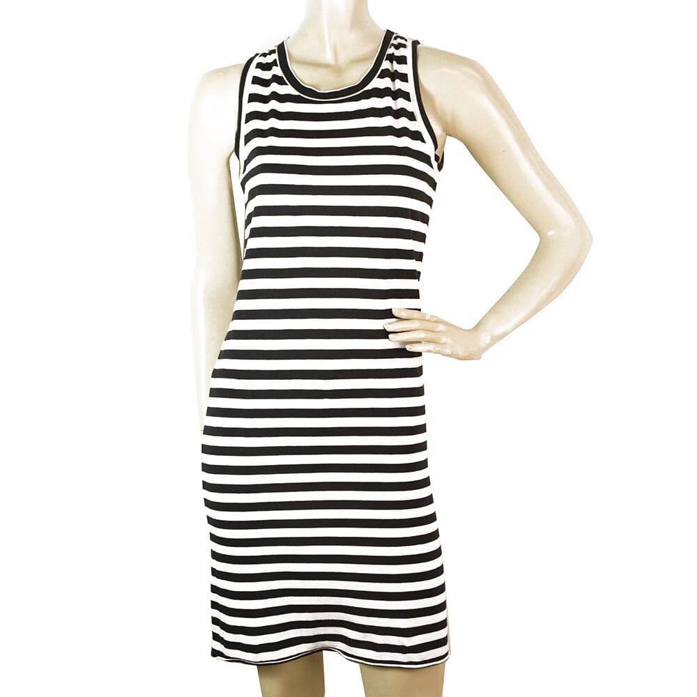 Barbara I Gongini Black & White Stripes Sleeveless Mini Length Tank Dress sz 36 (1 of 6)