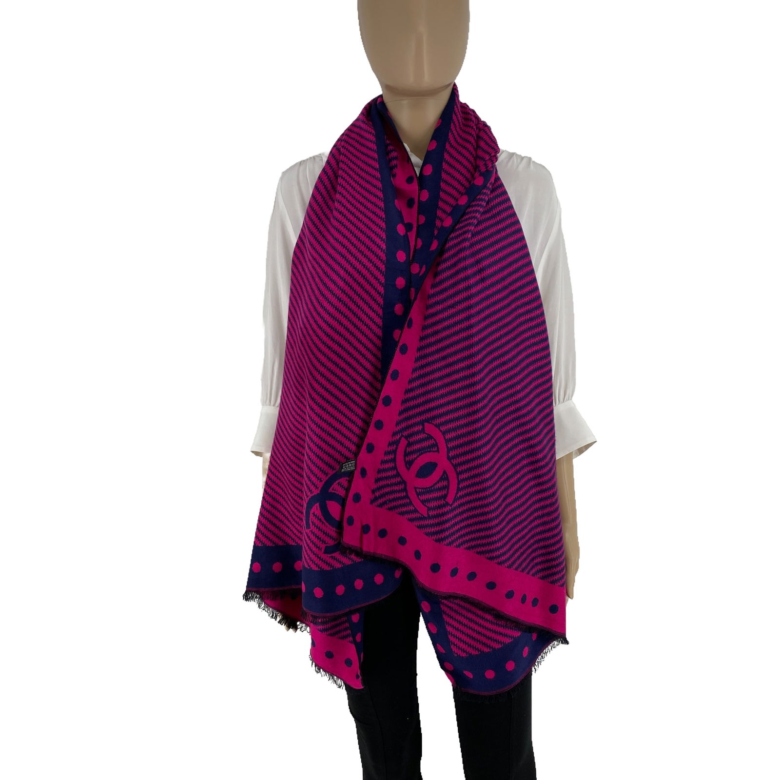 Chanel Large Silk & Wool Shawl Scarf - 3