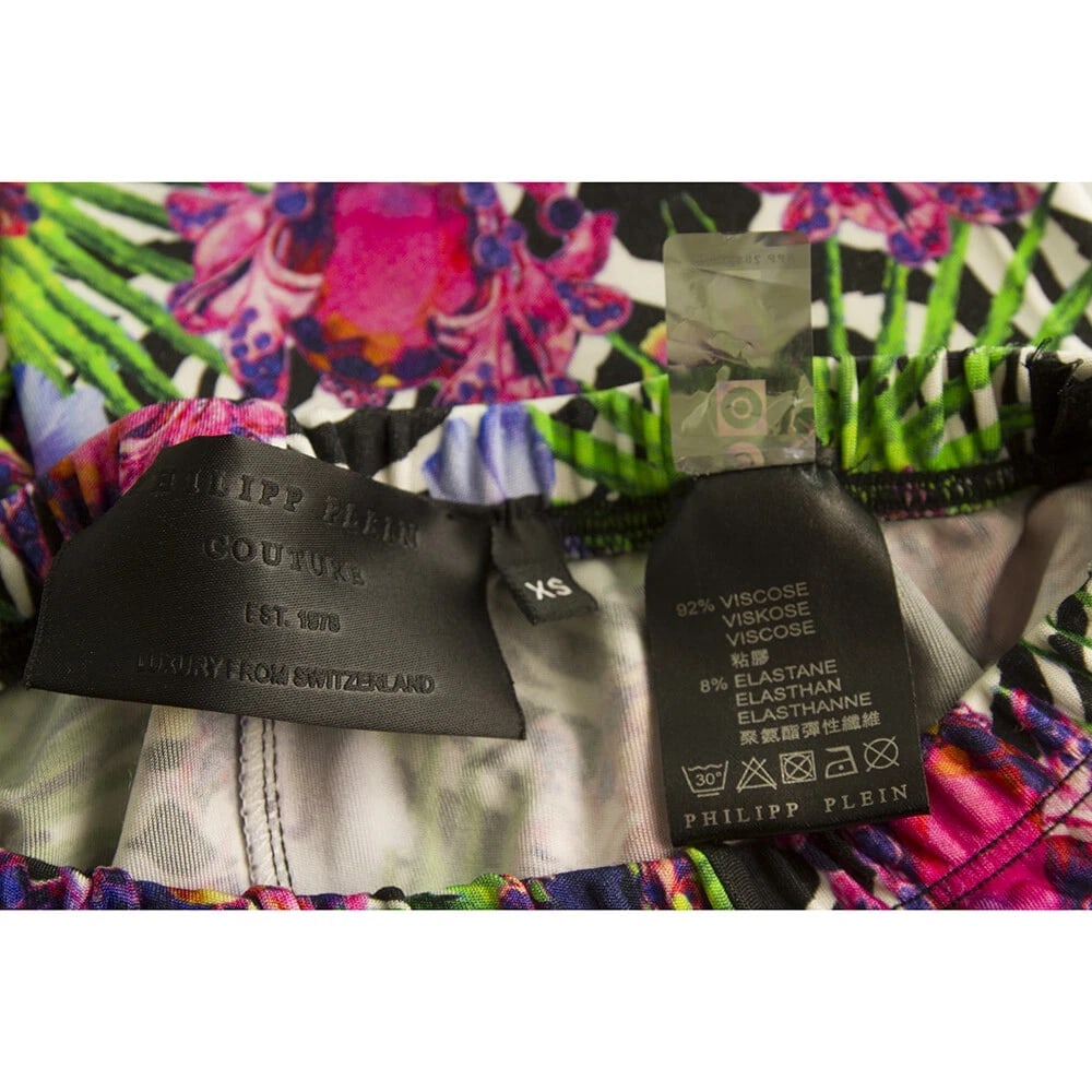 Philipp Plein Multicolor Floral Leggings Elastic Viscose trousers pants XS - 4
