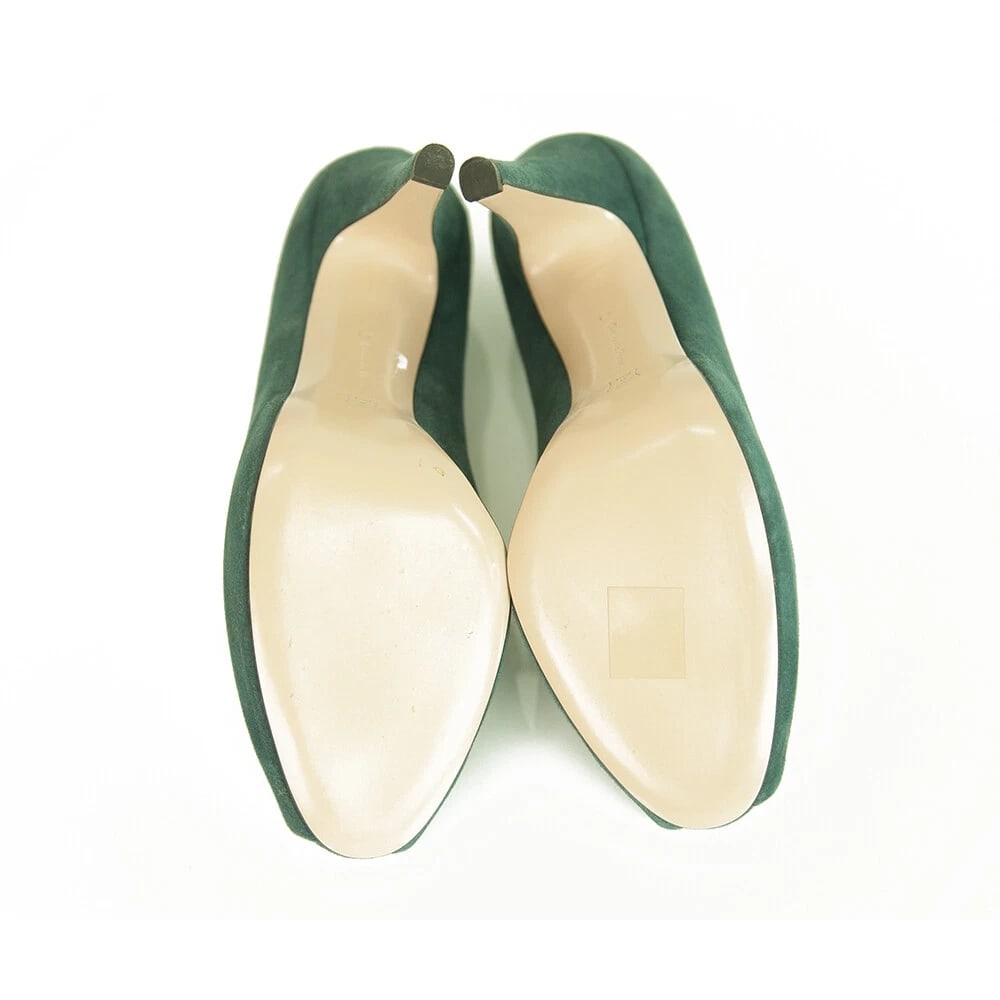 Gianvito Rossi Teal Sea Green Suede Peep Toe Pumps Slim High Heels Shoes sz 41 - 7