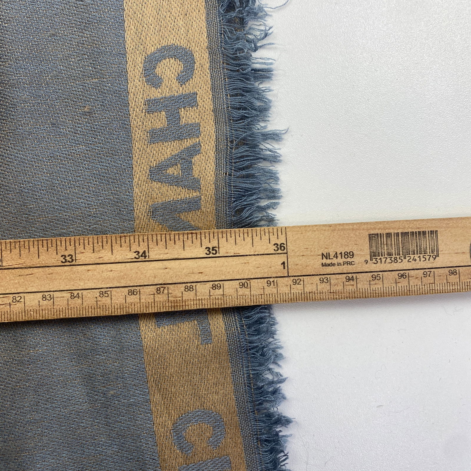 Chanel 100% Soft Thin Wool Gold & Grey Large Shawl - 9