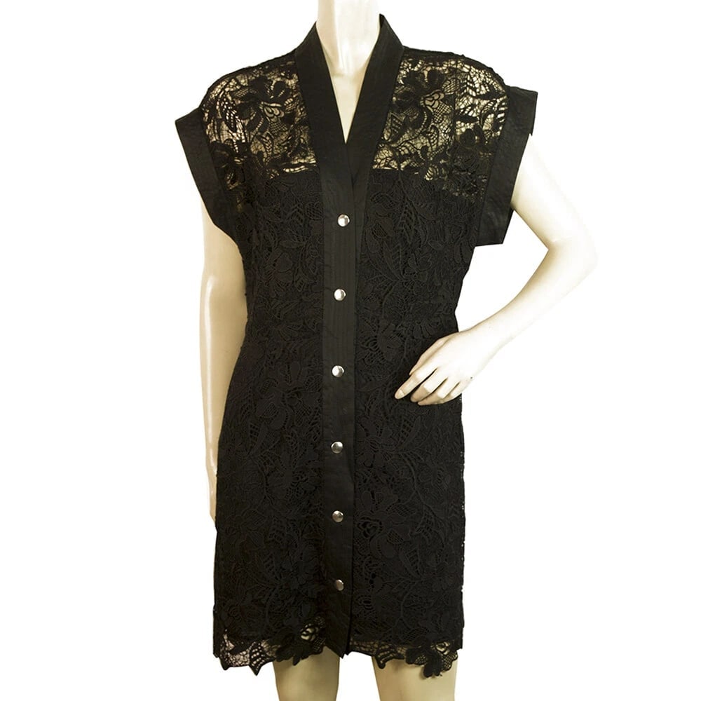 Twenty 29 Mini Black Lace w. Snap Buttons Sleeveless Mini Dress Size S (1 of 5)