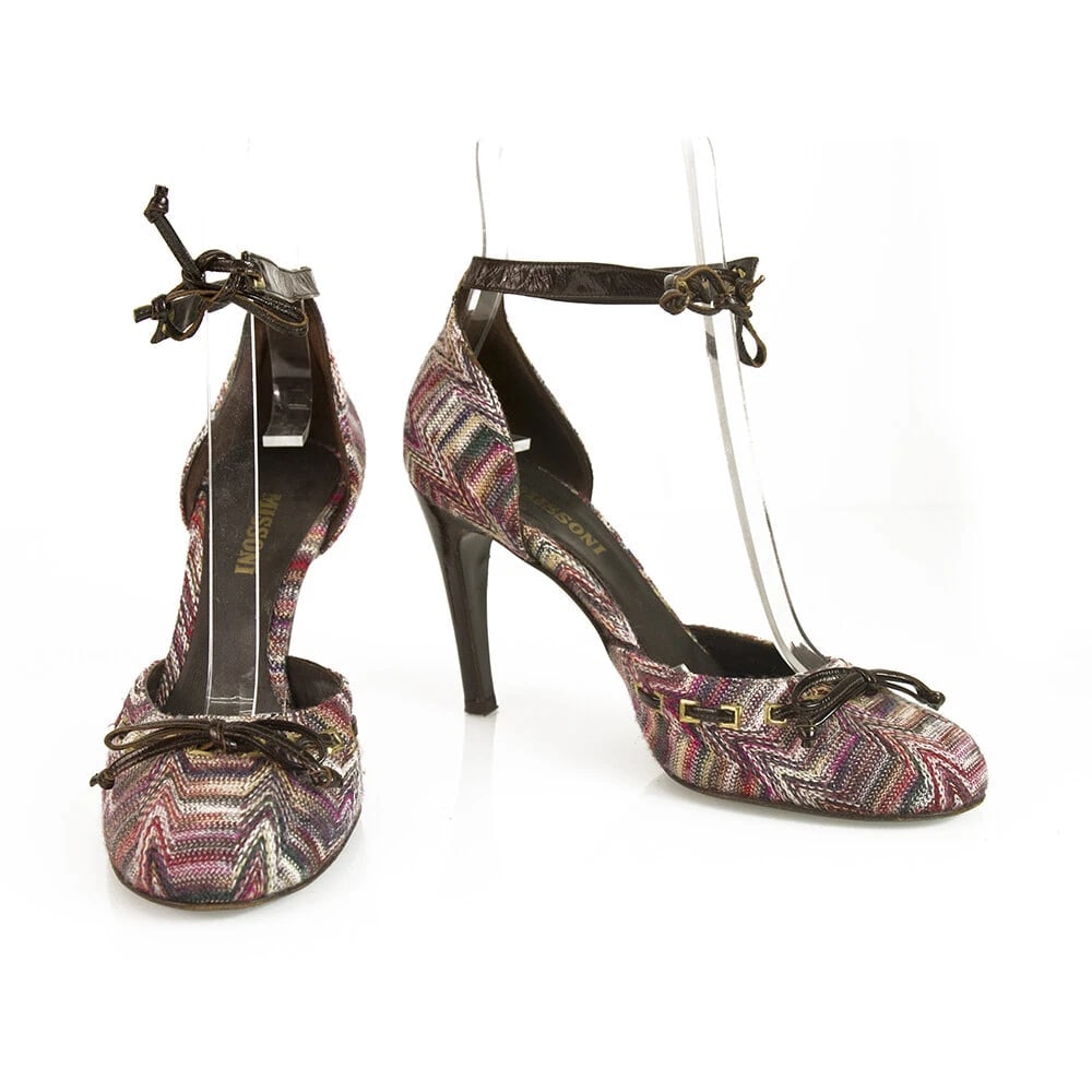 Missoni Purple Hues Fabric Brown Patent Leather Ankle Strap Heels pumps shoes 37: Title:Missoni Purple Hues Fabric Brown Patent Leather Ankle Strap Heels pumps shoes 37 Description:Missoni Purple Hues Fabric Brown Patent Leather Ankle Strap Heels pumps shoes 37 Stand out from the c
