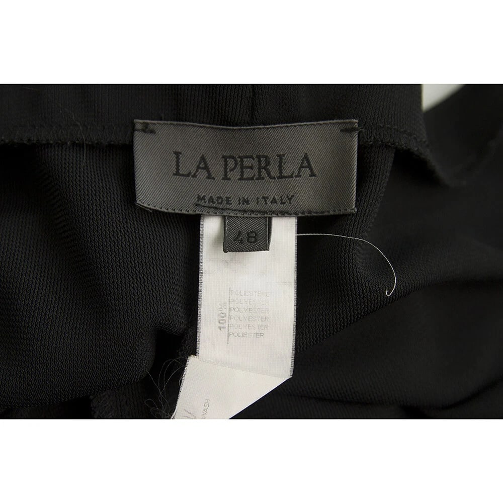 La PERLA Black Elastic waist Pants Classic Trousers Wide leg - sz 48 - 4