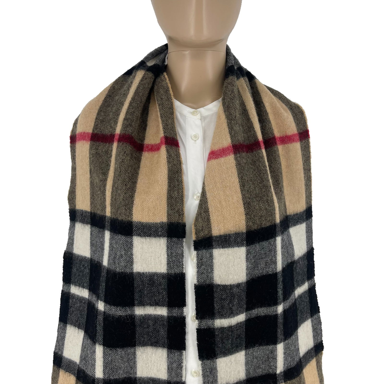 Burberry Beige Plaid 100% Wool Scarf - 2