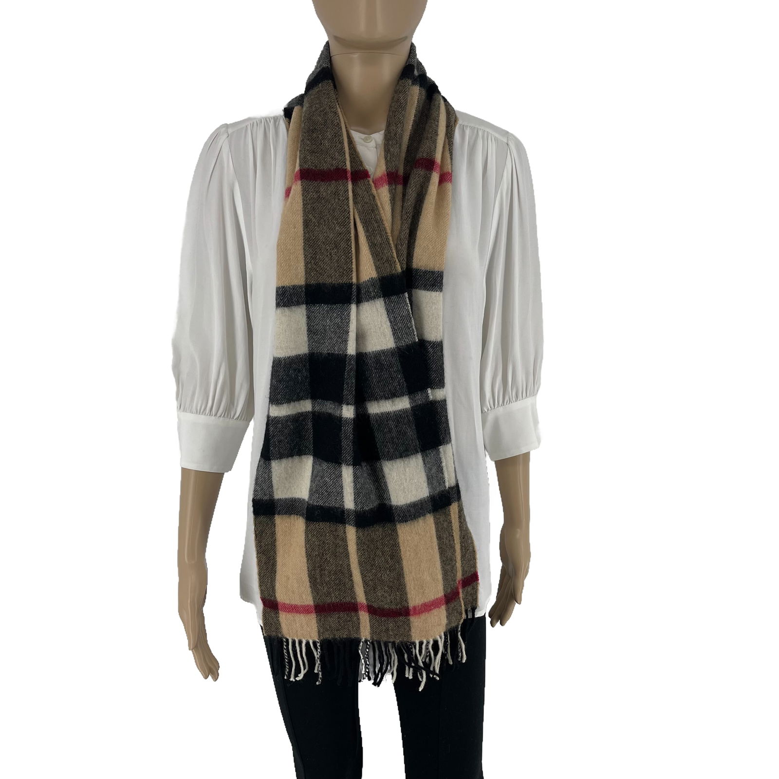 Burberry Beige Plaid 100% Wool Scarf - 3