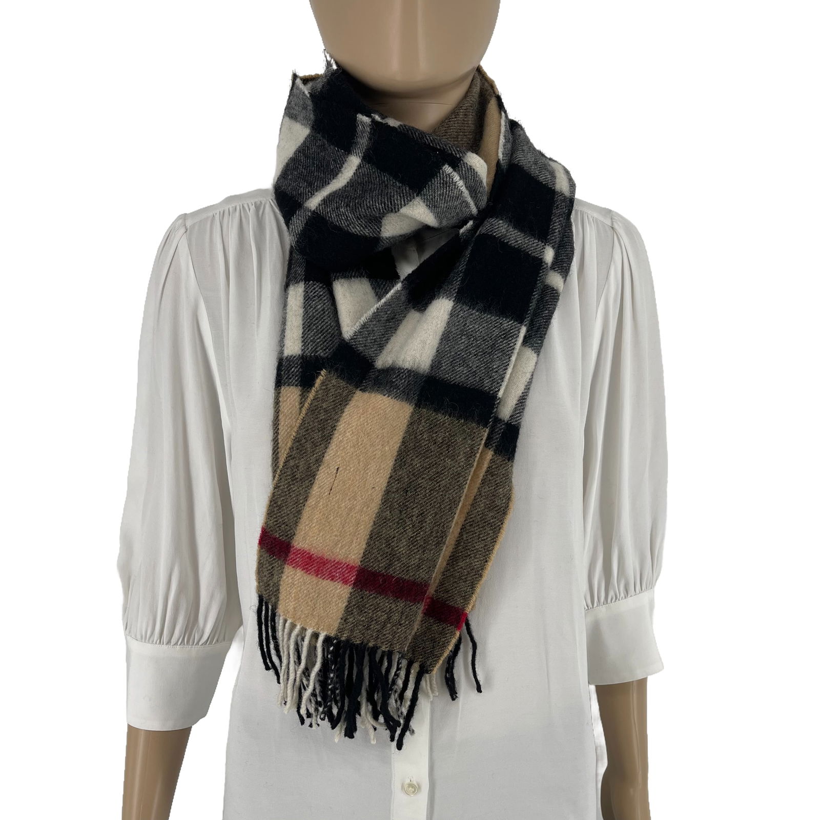 Burberry Beige Plaid 100% Wool Scarf - 4