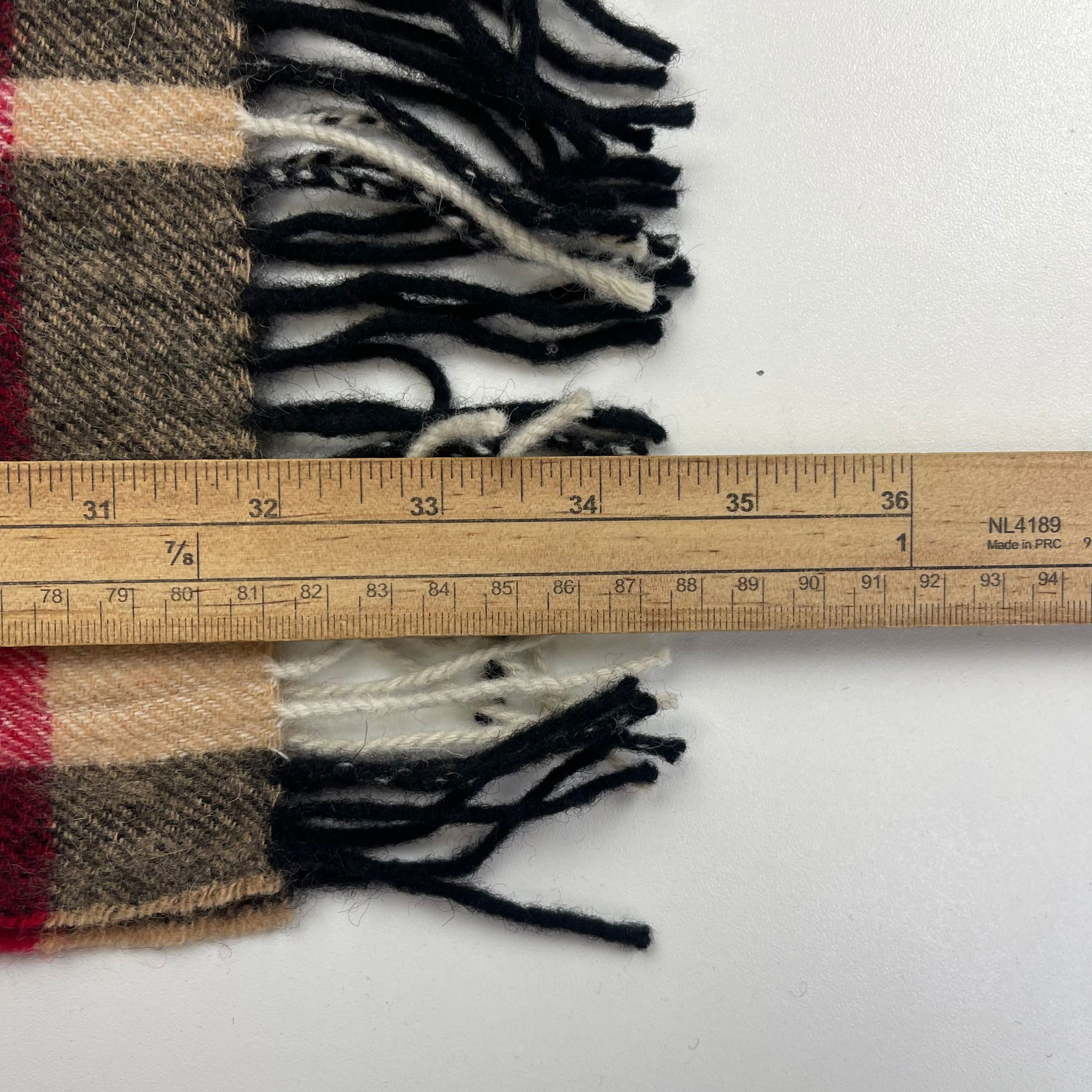 Burberry Beige Plaid 100% Wool Scarf - 8