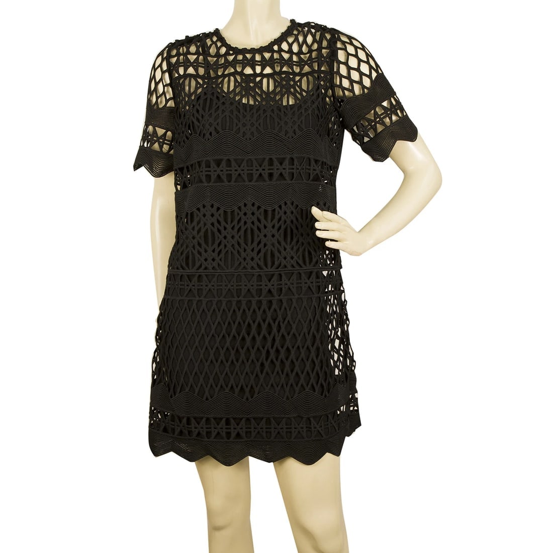 Kendall + Kylie Black Perforated Mini Length Short Sleeves dress Sz S: Title:Kendall + Kylie Black Perforated Mini Length Short Sleeves dress Sz SDescription:Kendall + Kylie Black Perforated Mini Length Short Sleeves dress Sz S Kendall + Kylie Black Perforated Mini
