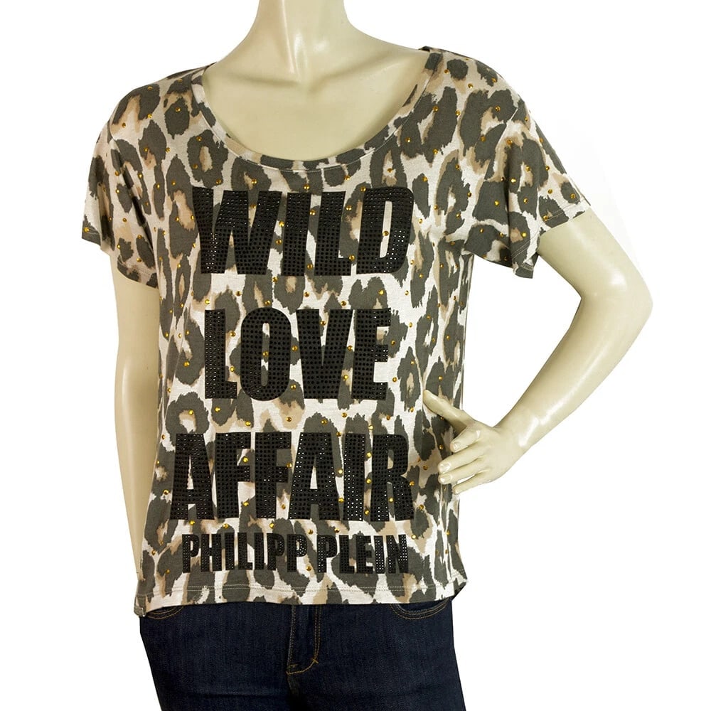 Philipp Plein Animal Print Wild Love Affair Sequined T-shirt Top Sz XS (1 of 6)