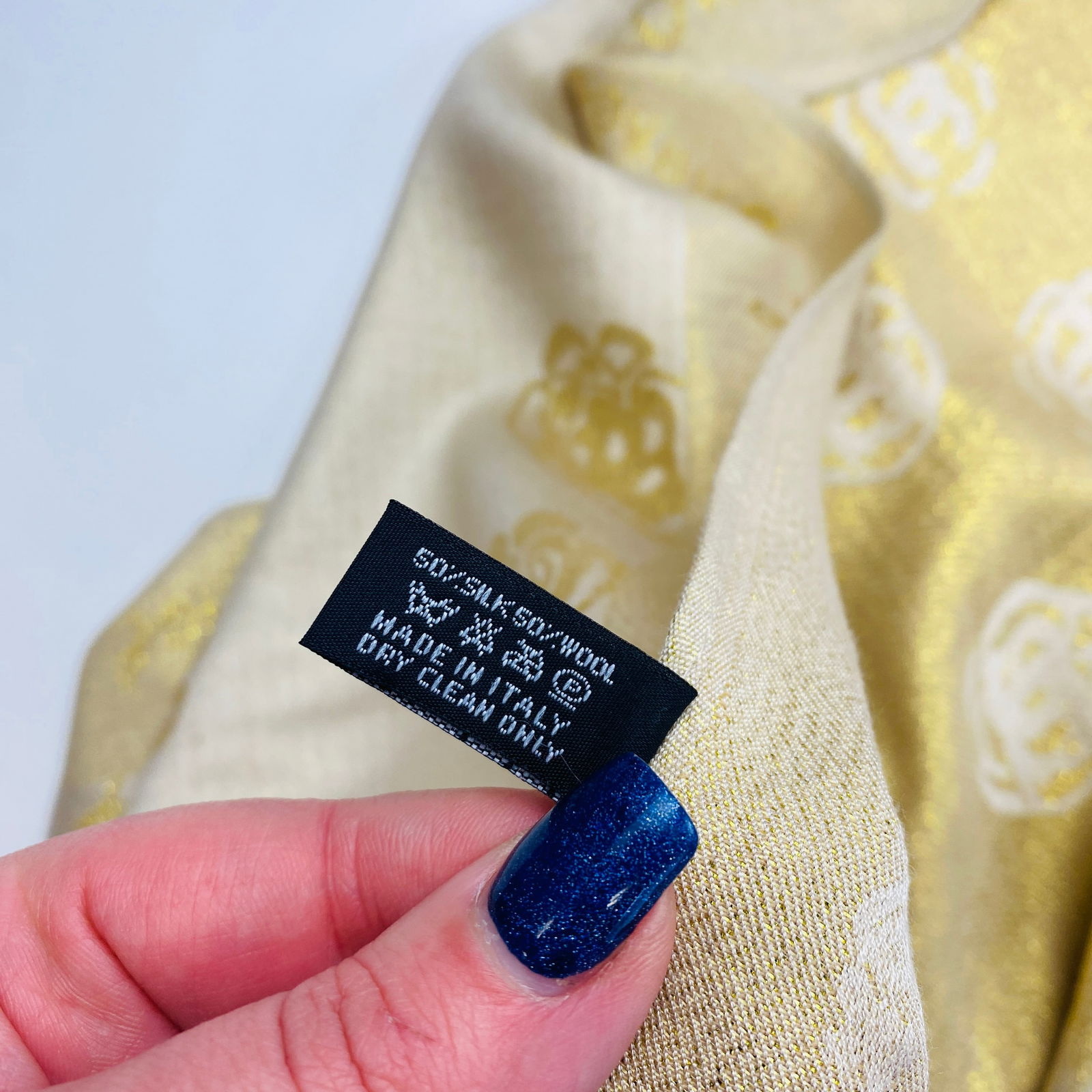 Chanel 50% Silk 50% Wool Gold Scarf Shawl - 7